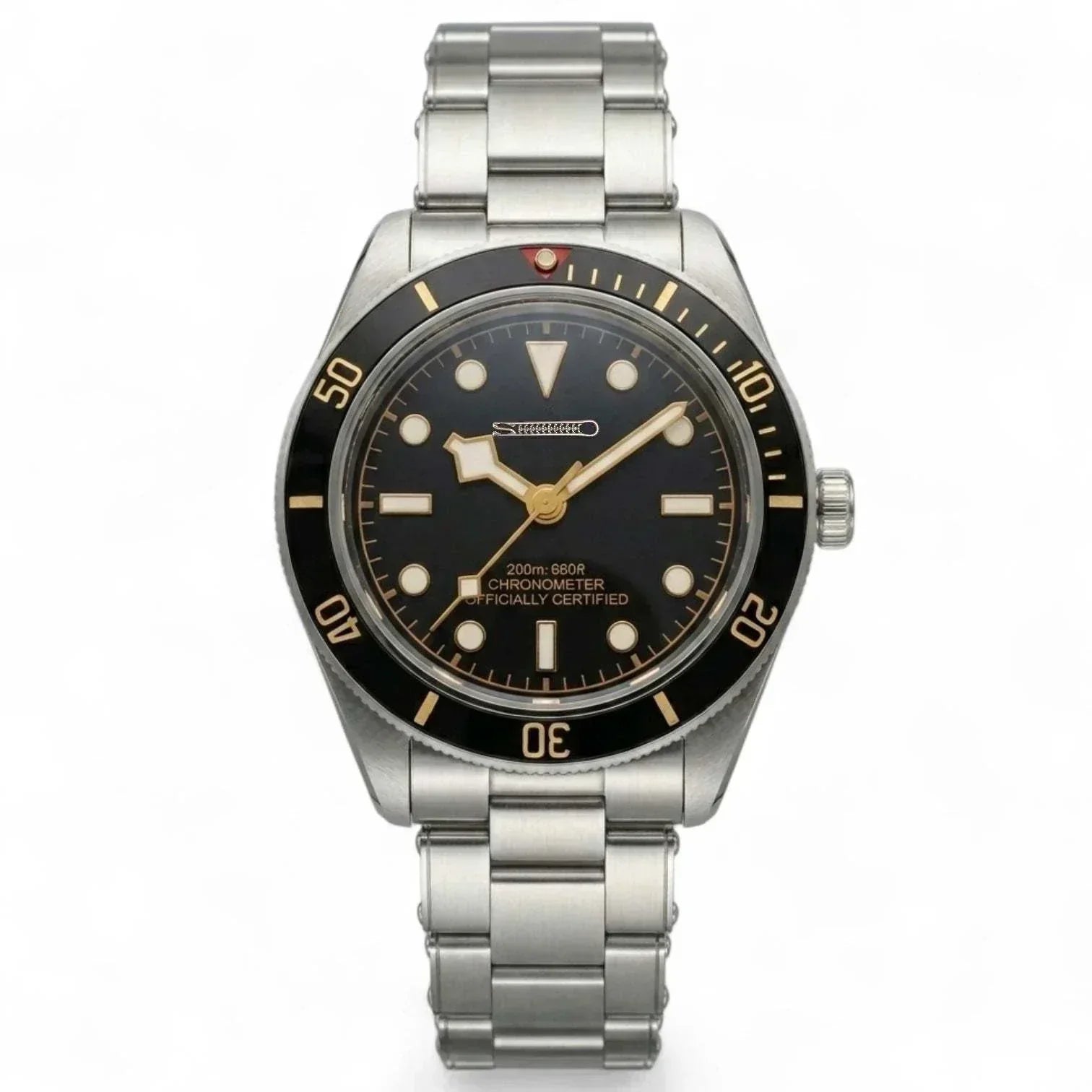 Seiko Mod Watch Pelagos Black Bay Vintage Black Gold Dial Diver - Modtime Creations