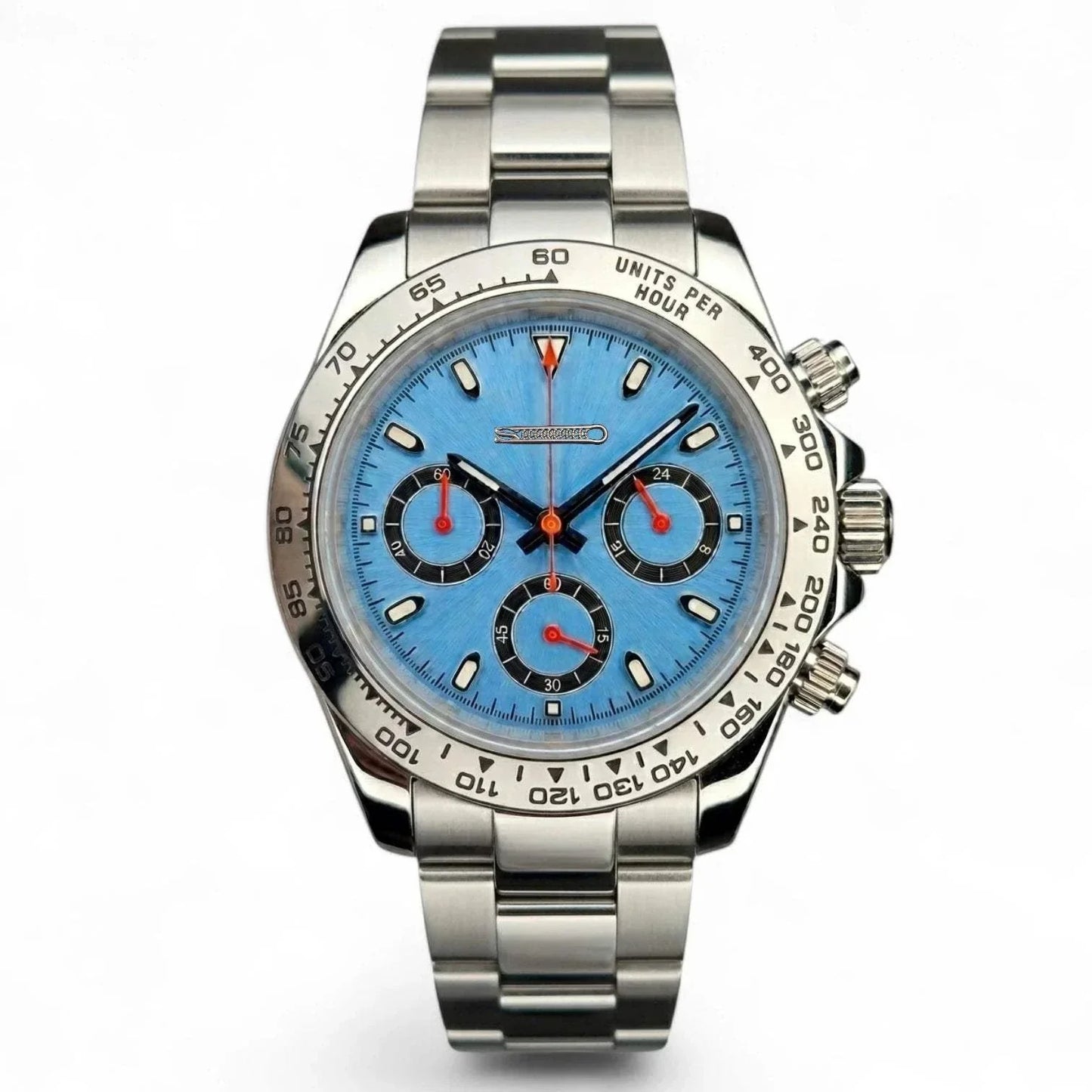 Seiko Mod Daytona Tiffany Blue with orange hands "Racing' Edition by Modtime Creations 