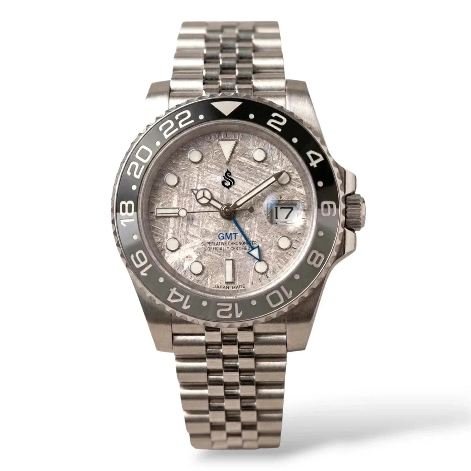 SEIKO MOD SUBMARINER Grey Carbon Fiber Diver watch with black grey "Bruce Wayne" bezel and stainless steel bracelet