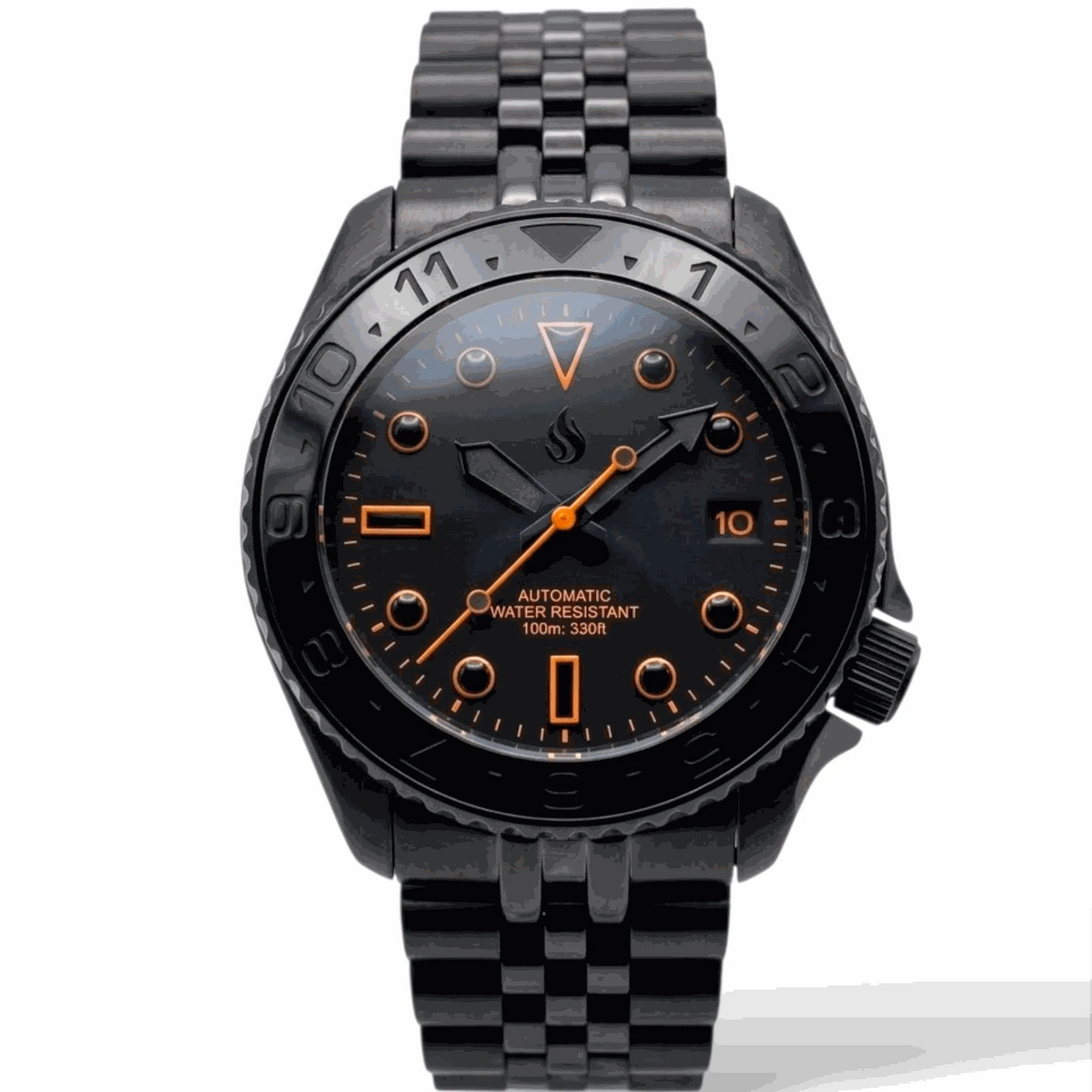 42MM SKX Black Orange Dial Stealth Diver Mod Watch - Modtime Creations