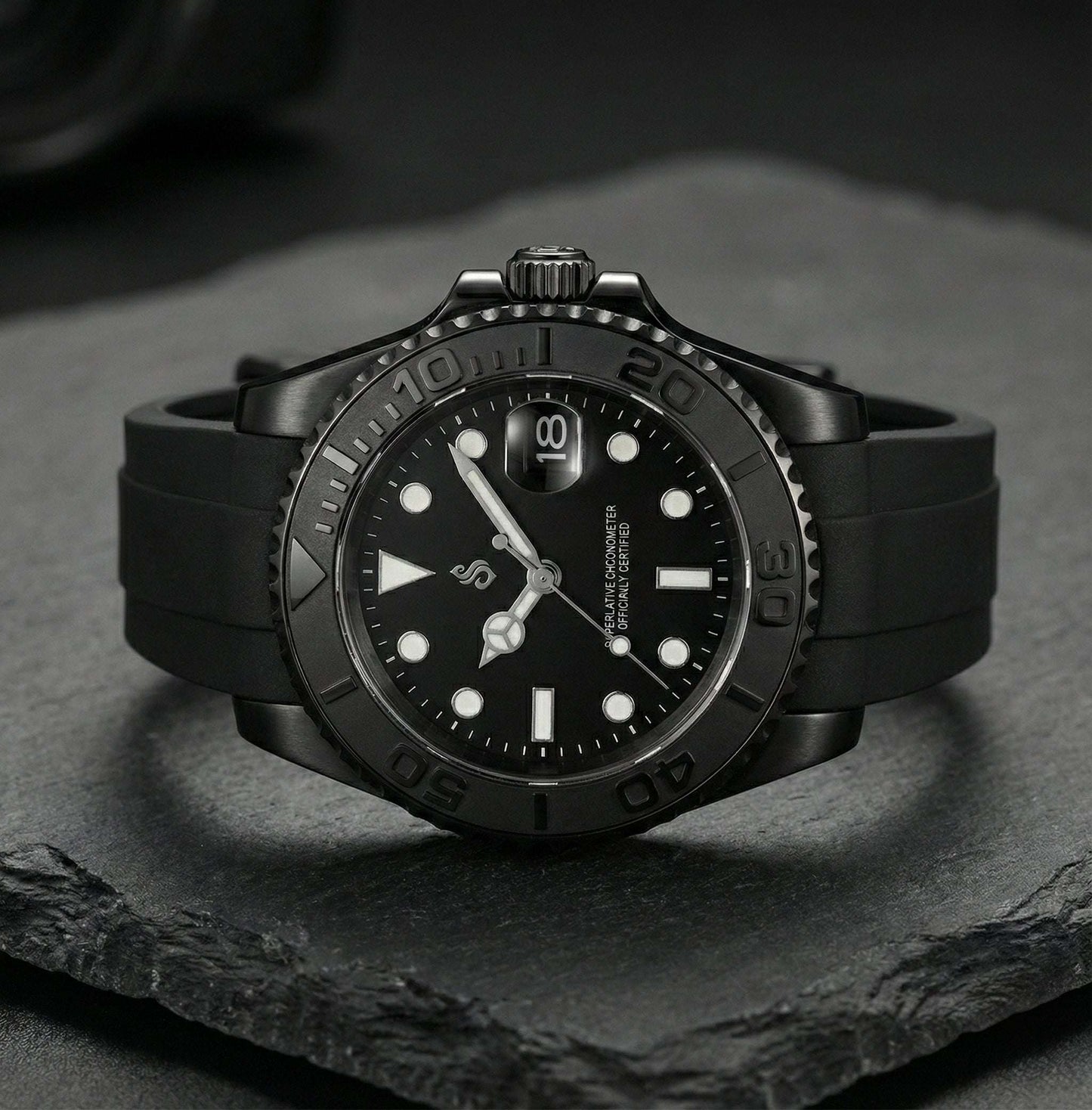 SeikMaster Black Knight modded Seiko luxury diver watch with sapphire crystal and stainless steel case