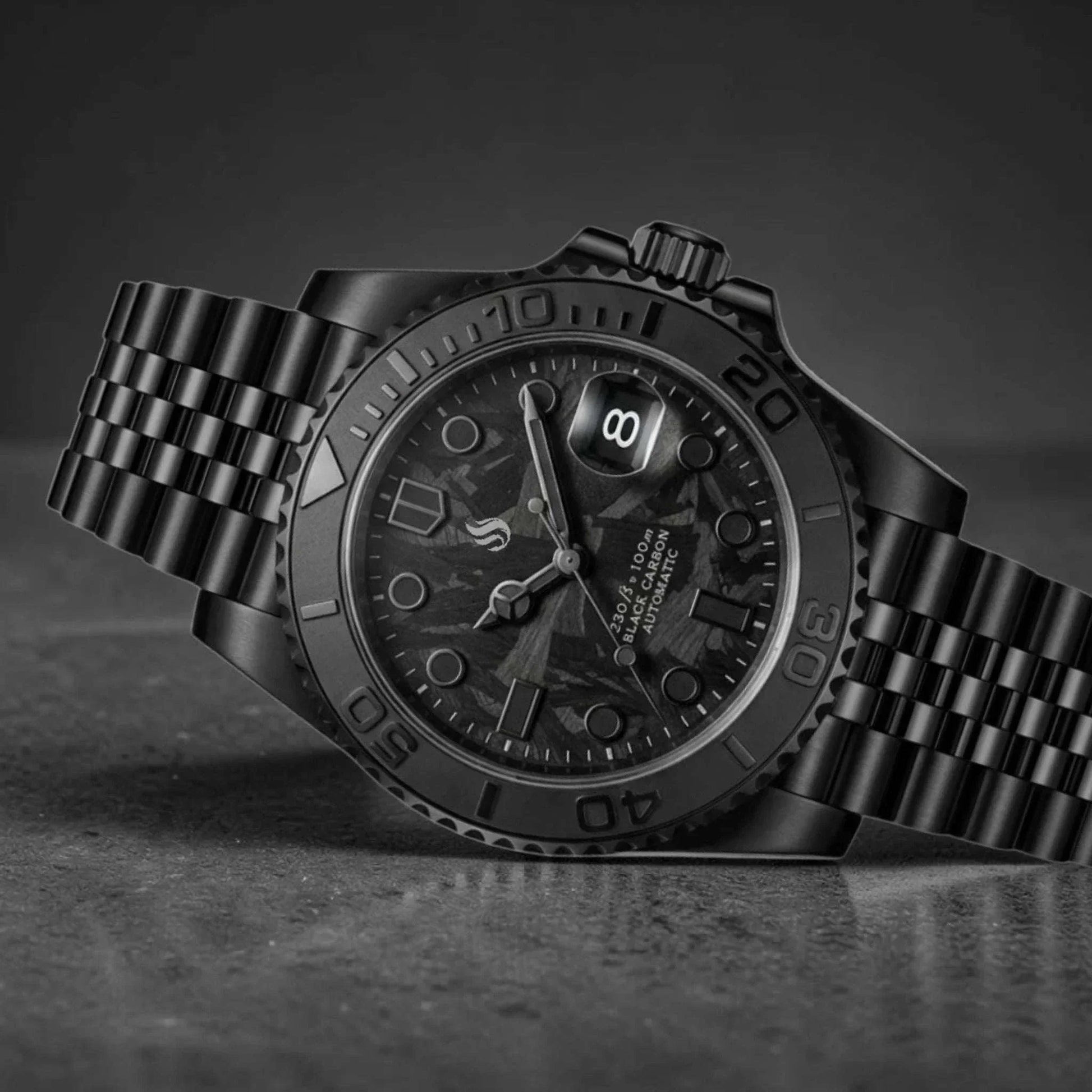 Seiko Mod Yachtmaster Black Carbon Fiber Stealth Diver - Modtime Creations