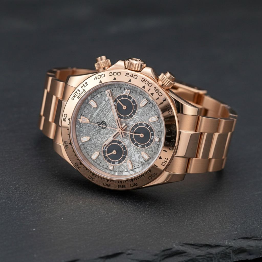 Seitona Stone Textured Dial luxury chronograph watch with Japanese VK63 movement and stainless steel case