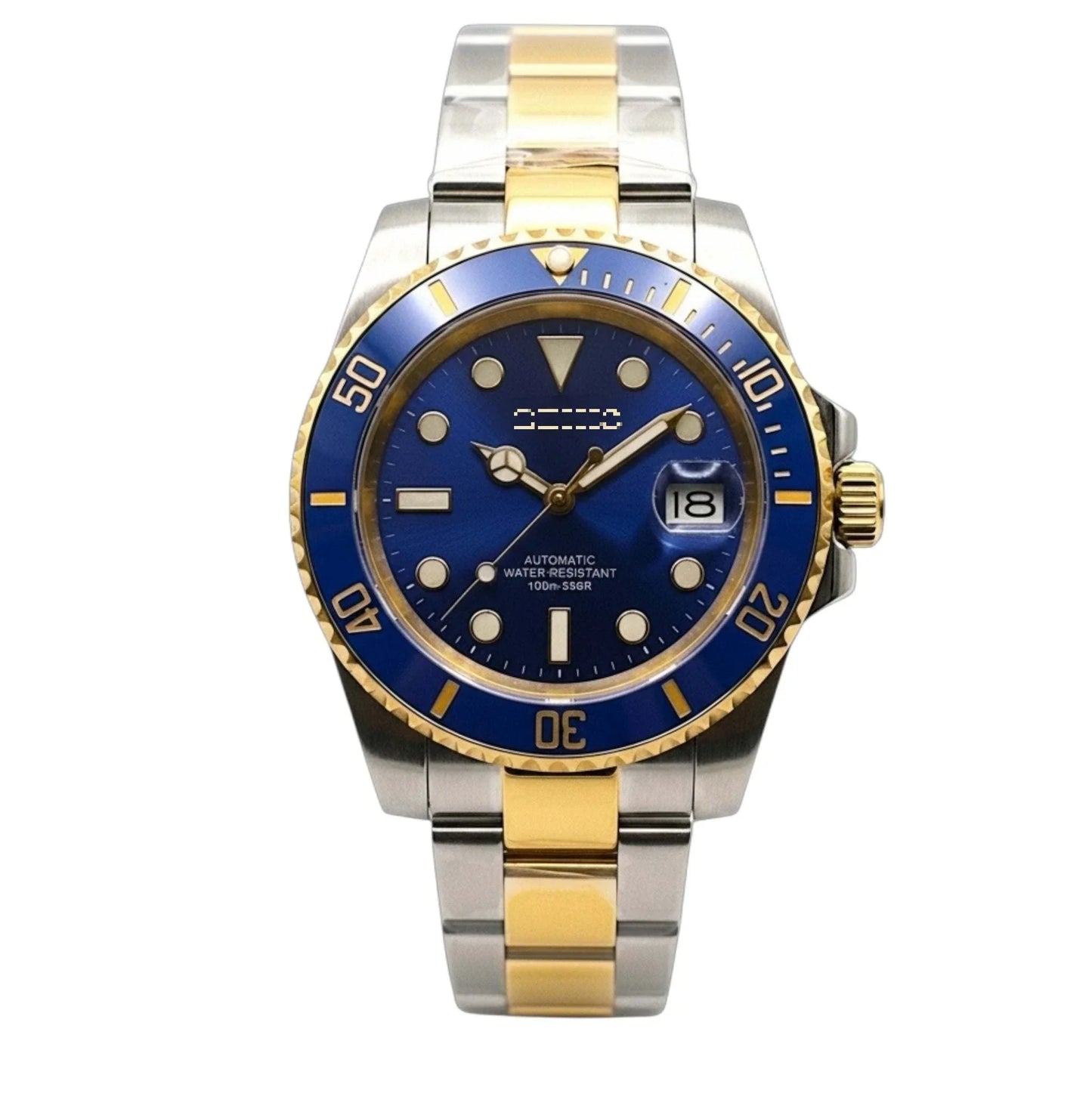 Seikmariner Bluesy two-tone Seiko Mod luxury dive watch with NH35 automatic movement and sapphire crystal