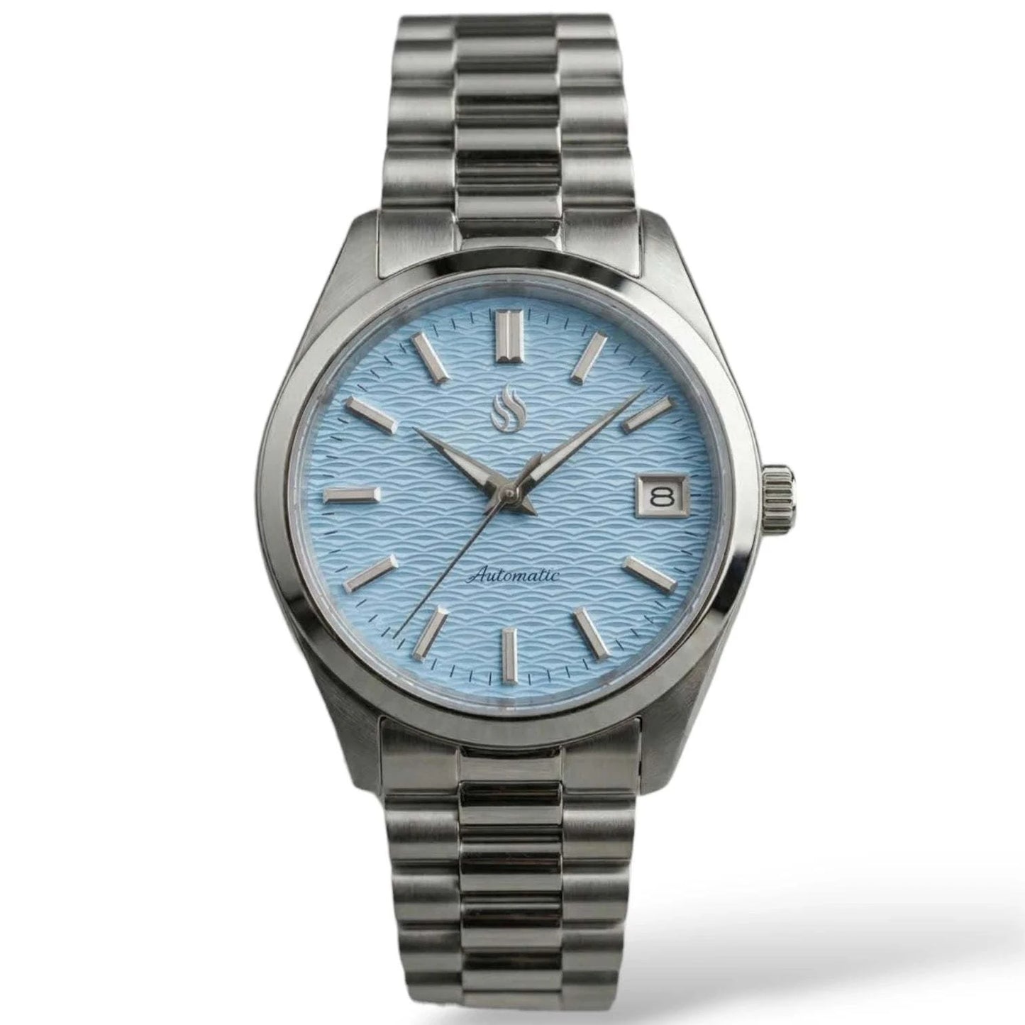 Seiko Mod Watch Silver light blue wave dial Datejust by Modtime Creations