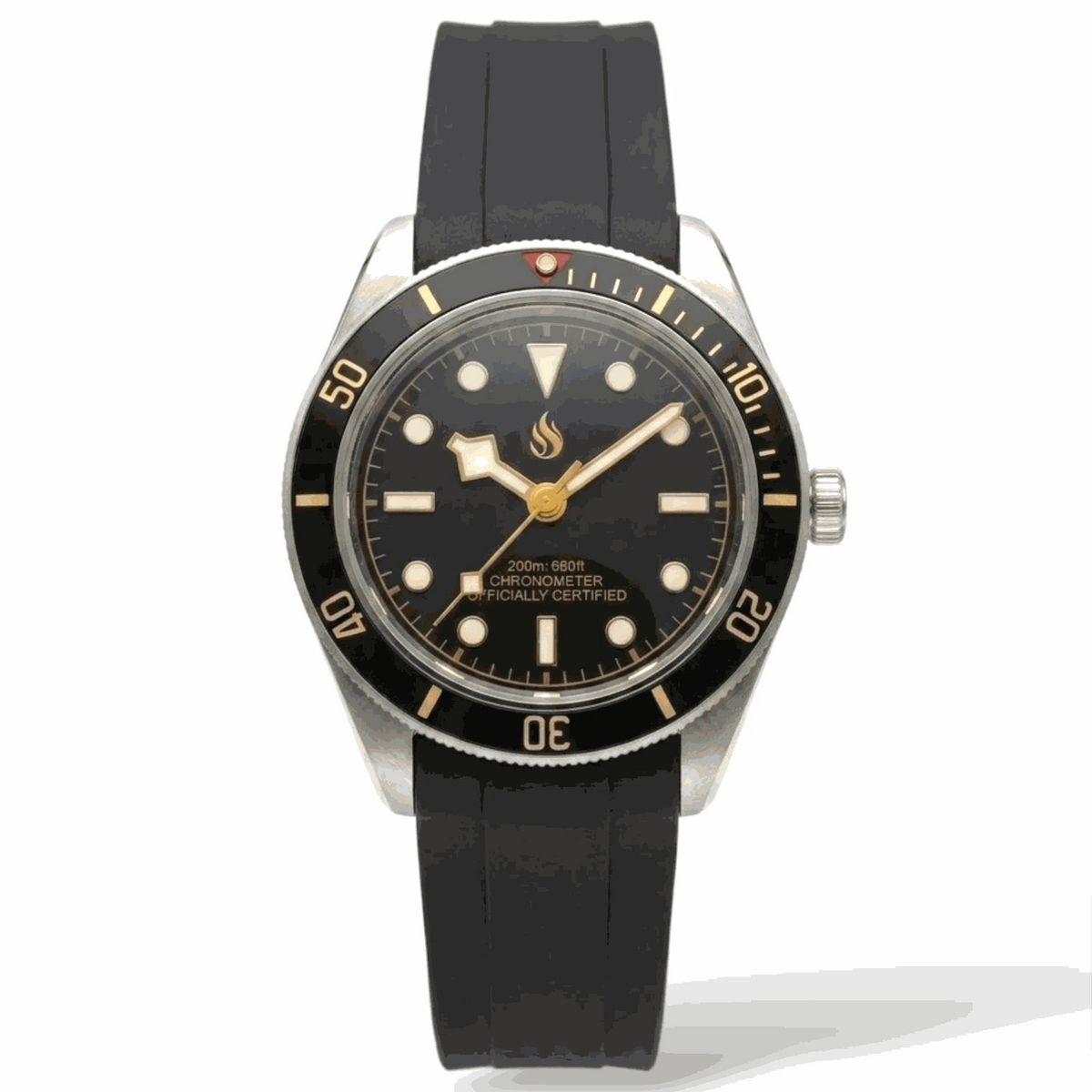 Vintage 39 MM Gold Black Diver Watch Mod Watch Series - Modtime Creations