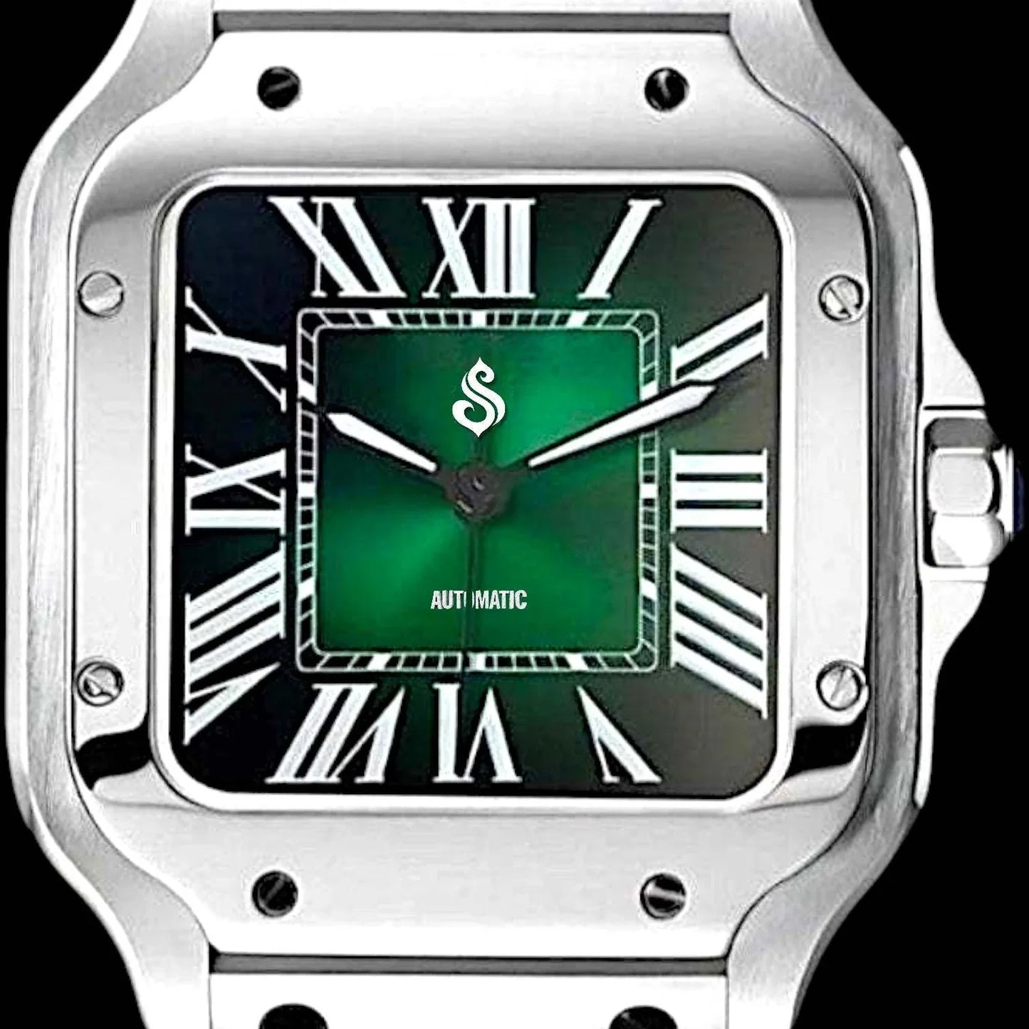 Santeiko green black dial Seiko Mod watch with stainless steel case and sapphire glass