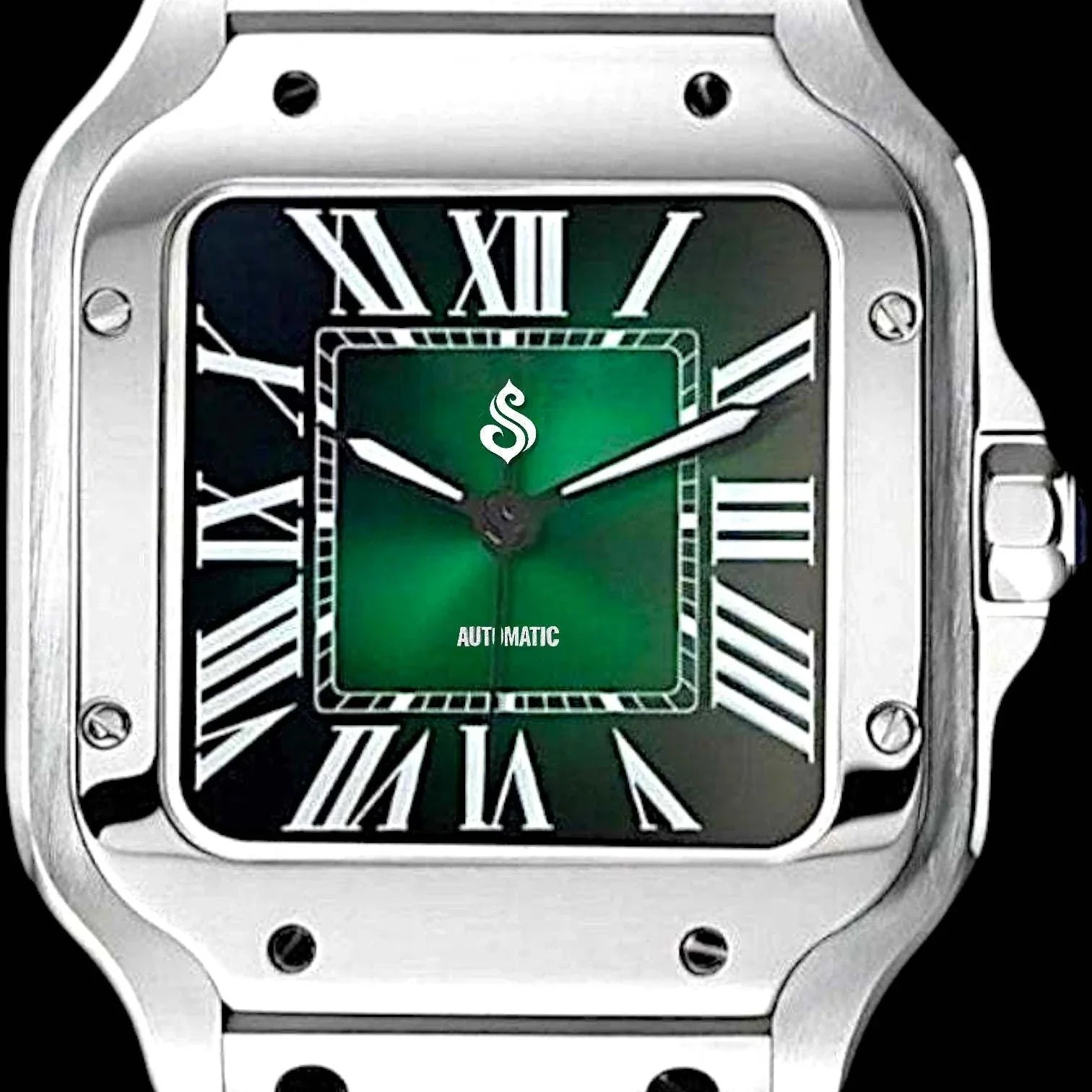 Santeiko green black dial Seiko Mod watch with stainless steel case and sapphire glass