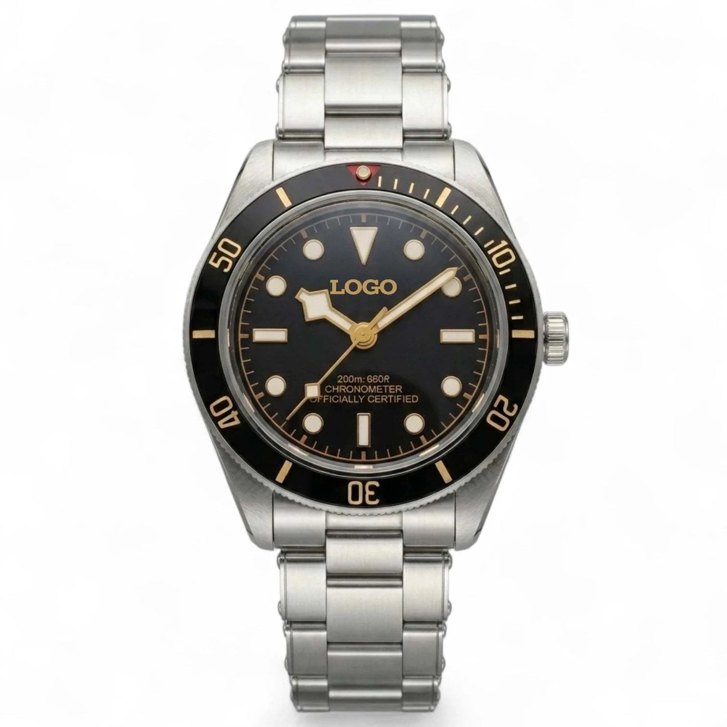 Vintage 39 MM Gold Black Diver Watch Mod Series - Modtime
