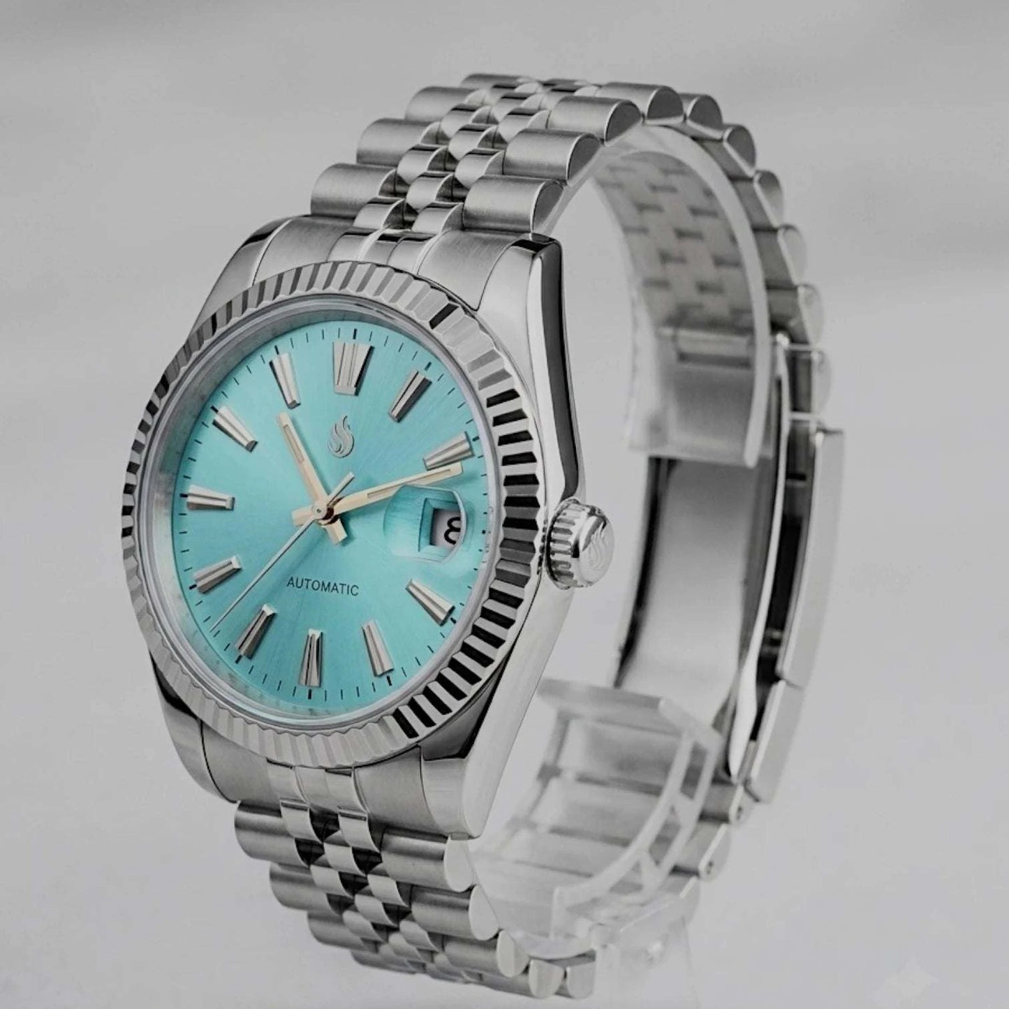 Seiko Mod Datejust Grand Seiko Tiffany Blue Dial Mod Watch built by Modtime Creations 