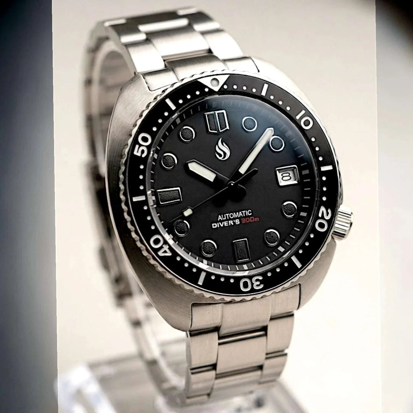 Seiko Mod Watch "Captain Willard" Turtle Case Black Dial built by Modtime Creations 