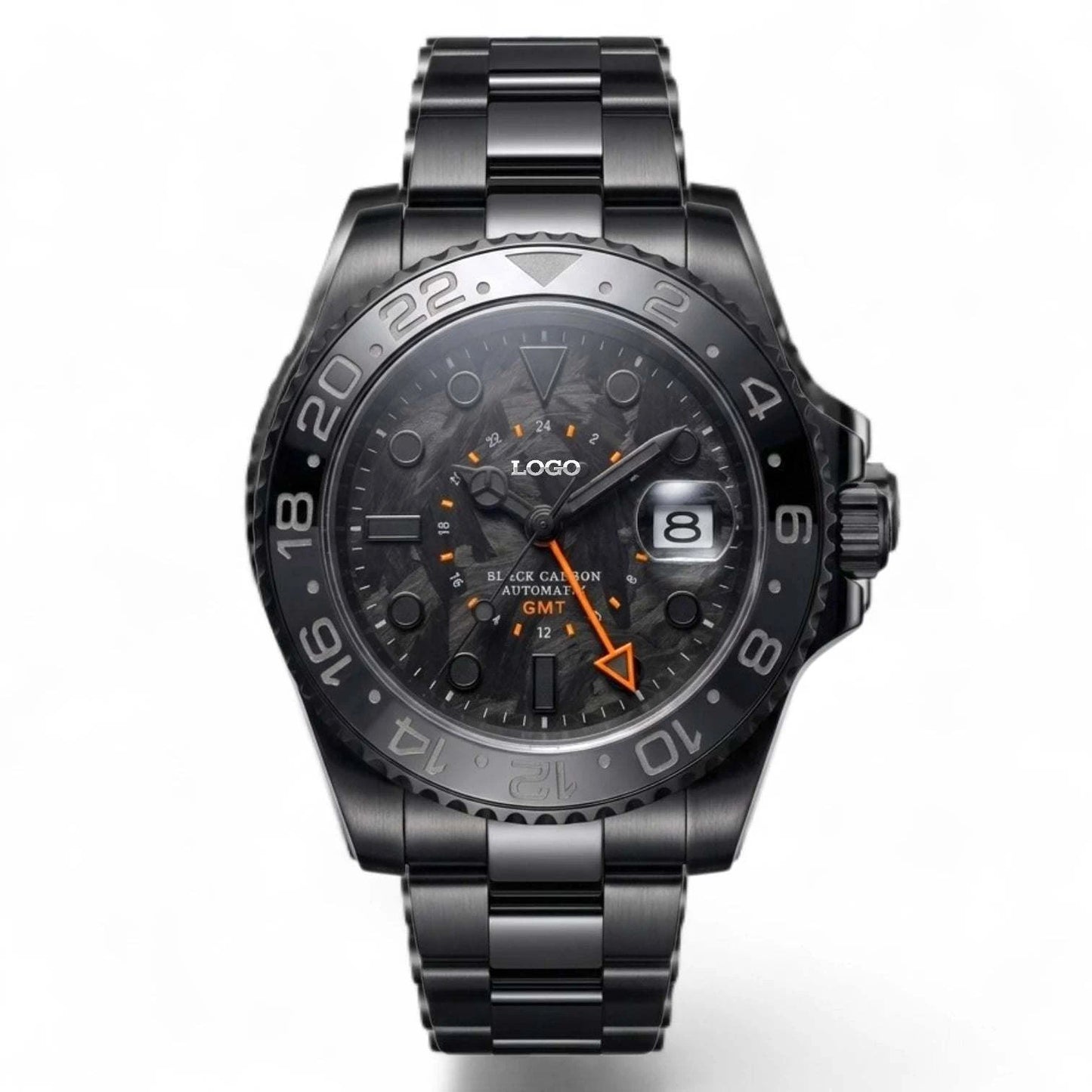SeikMariner Carbon Fiber Black Orange Stealth GMT Mod Watch