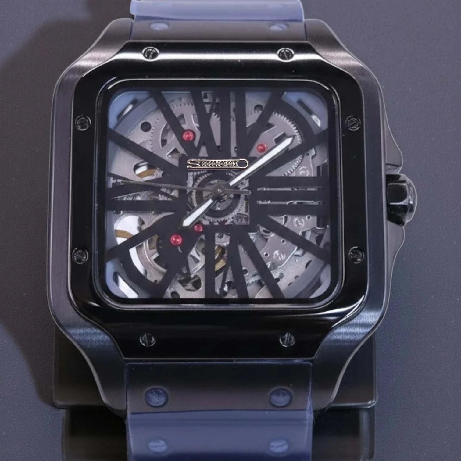 Santeiko Black Skeleton Series Seiko Mod with classic dial and sapphire glass luxury watch