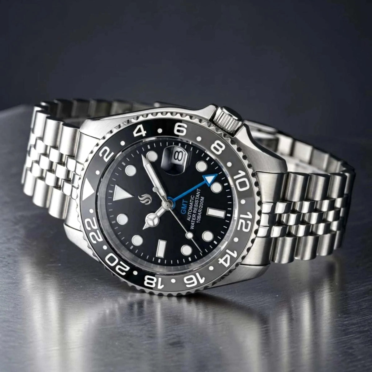 SeikMariner 42 MM SKX Black Grey " B Wayne" GMT Mod Watch Series - Modtime Creations