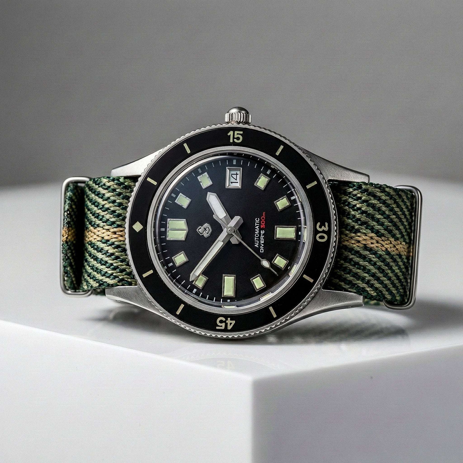 Custom Seiko Mod Vintage Fathom diver watch with sapphire crystal and Japanese NH35 automatic movement