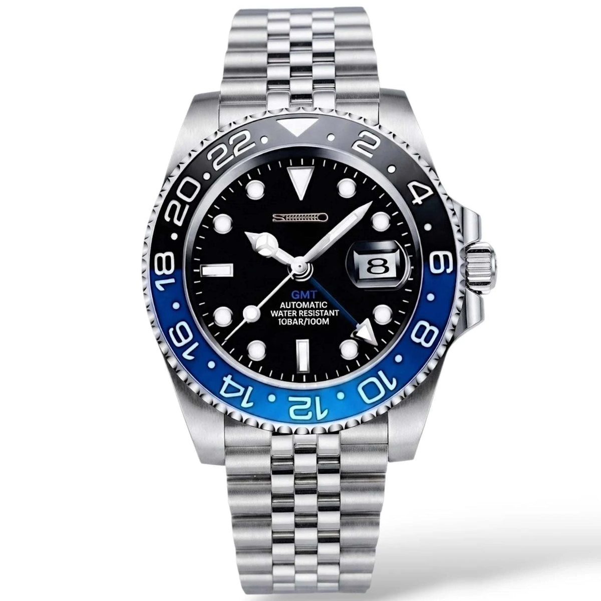 Seiko Mod watches Submariner GMT Batman Black Blue Bezel bulit by Modtime Creations 