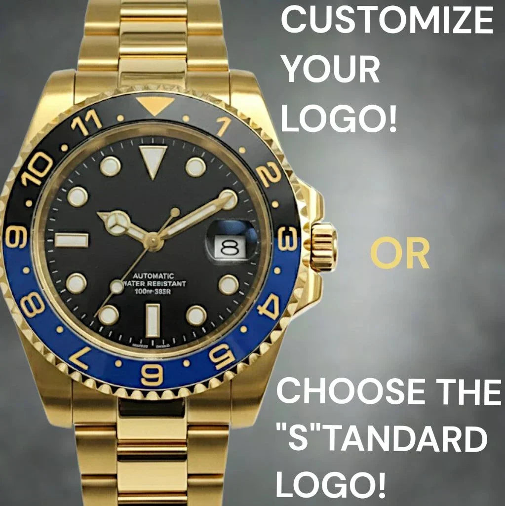 SeikMariner Gold Black and Blue Seiko Mod Diver watch with sapphire crystal and NH35 automatic movement