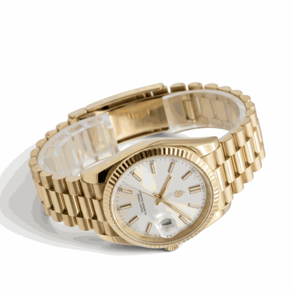 SeikJust Date Fenster Gold Weißes Zifferblatt Mod-Uhr - Modtime Creations