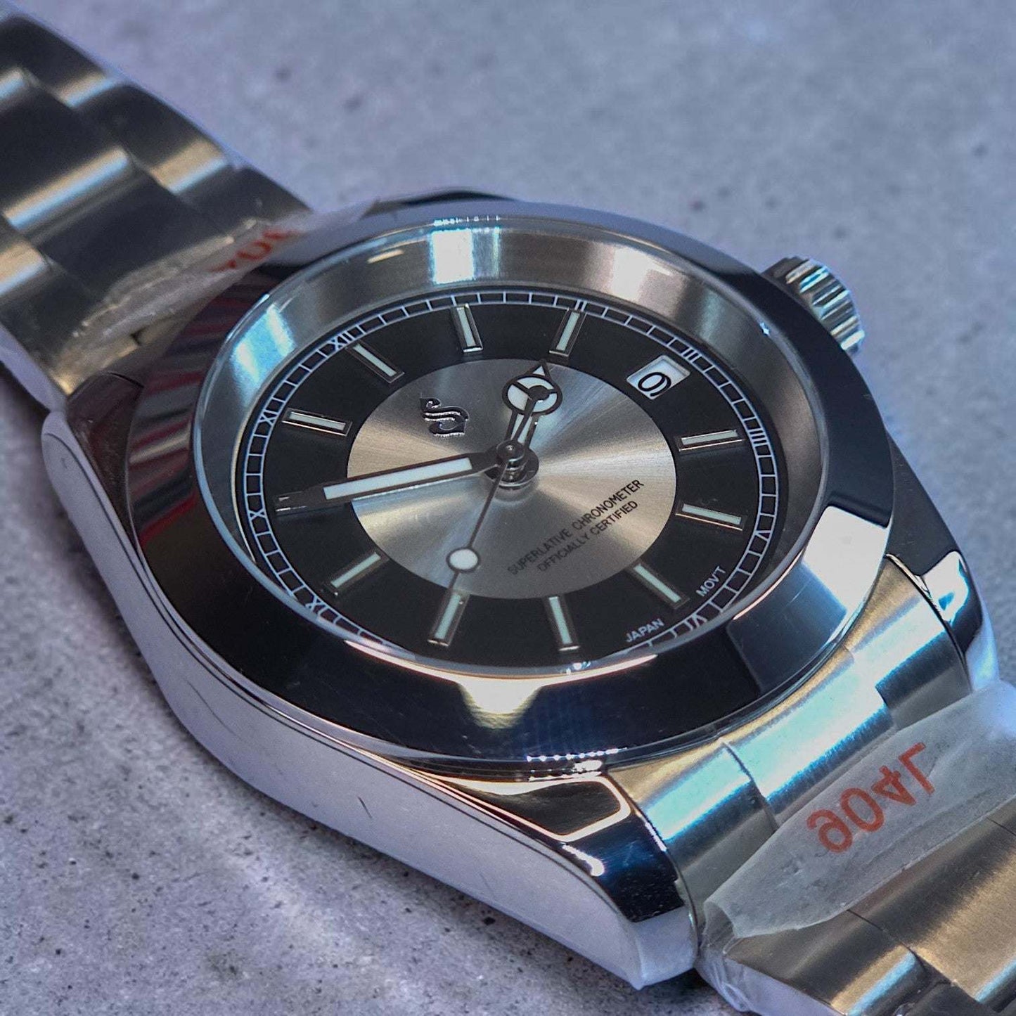 Seiko Mod Date Window Silver Black Dial - Modtime Creations with NH35 automatic movement by Modtime Creations