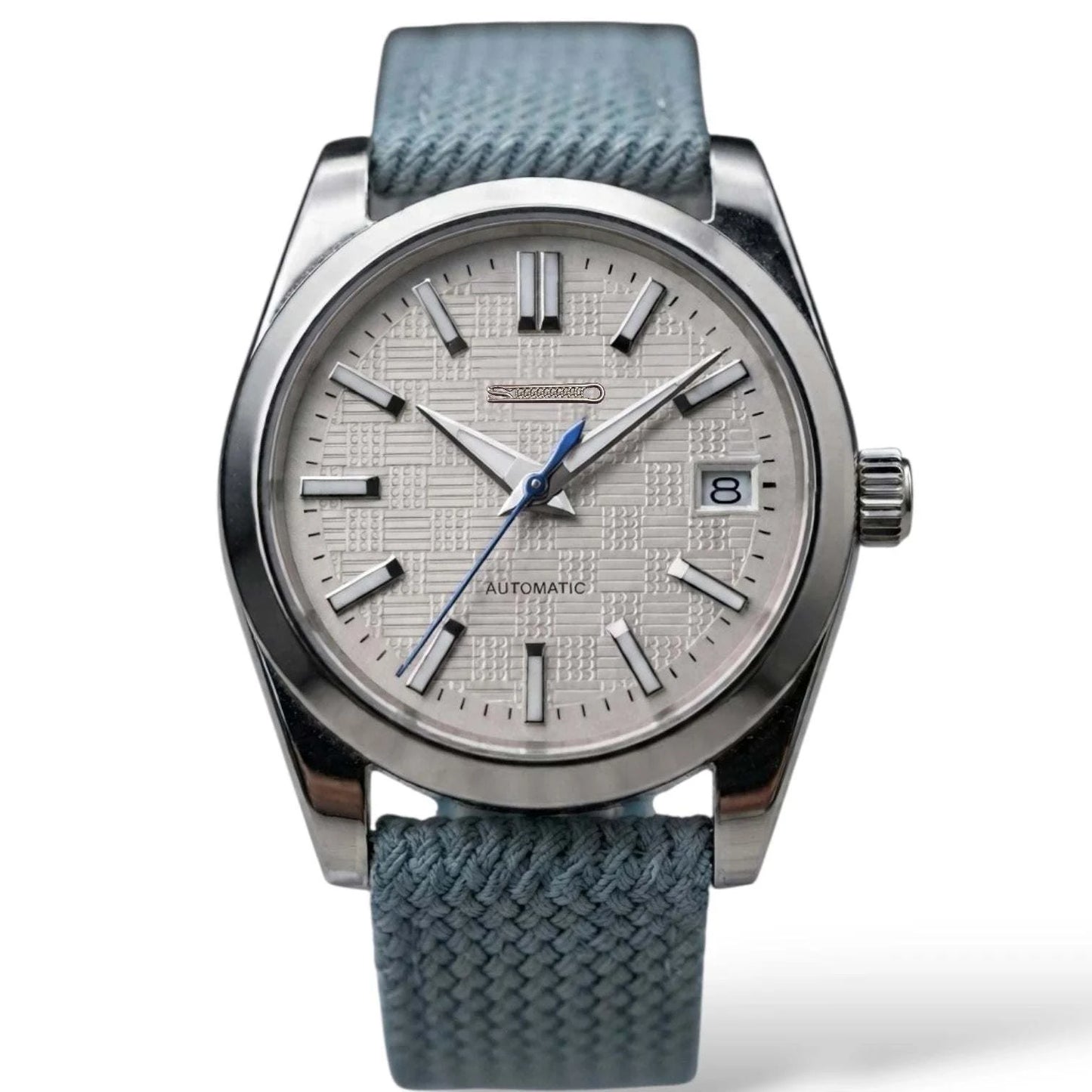 Date Window Silver White Checkered Dial Mod Watch - Modtime Creations