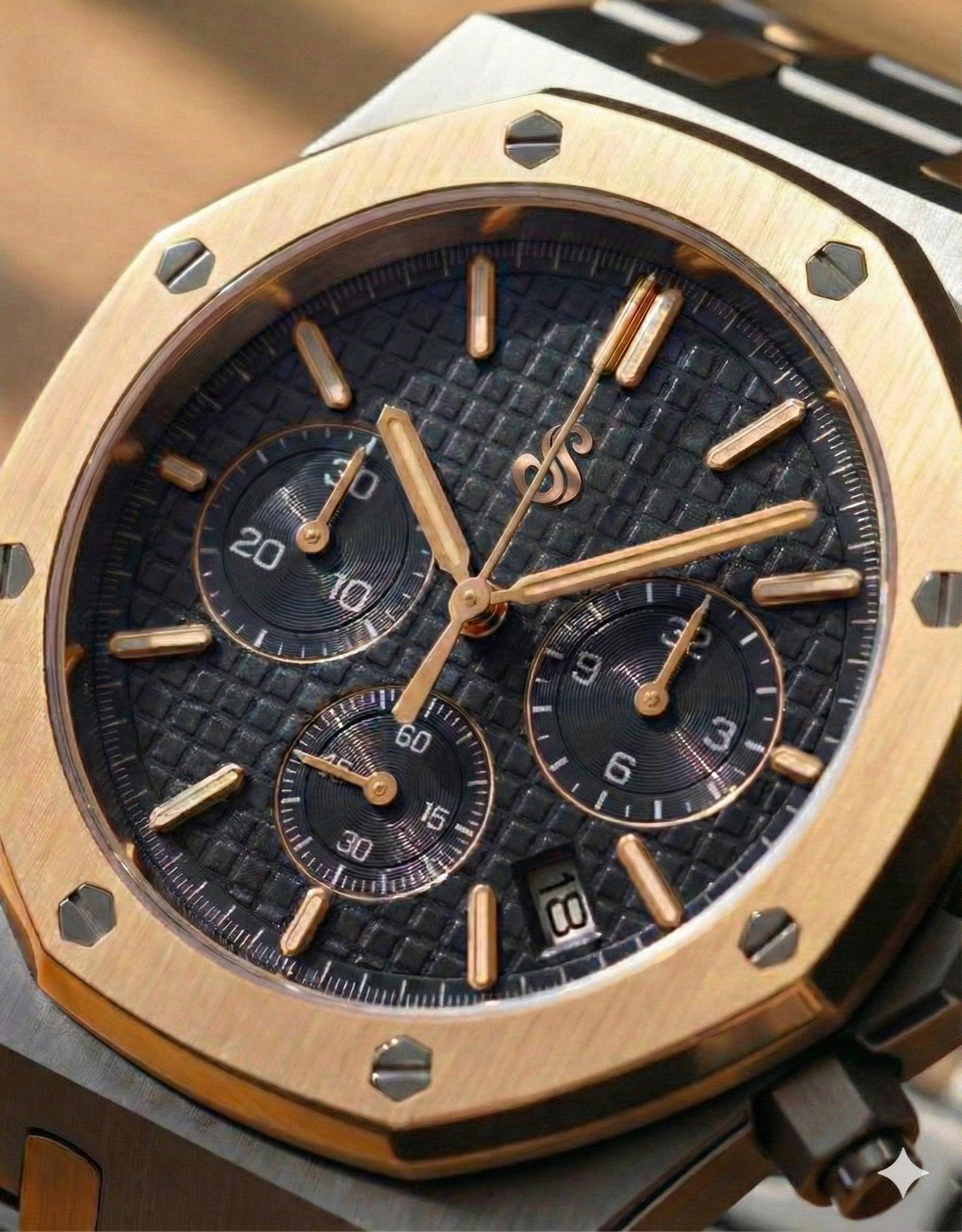 Seiko Mod Heritage Oak Two-Tone Black Dial Chronograph by Modtime