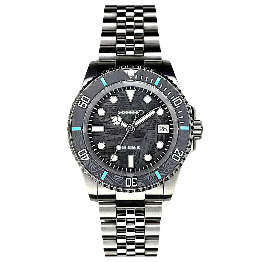 SeikMariner 40mm Carbon Fiber Dial Stealth Diver with Japanese NH35 Movement and Stainless Steel Case