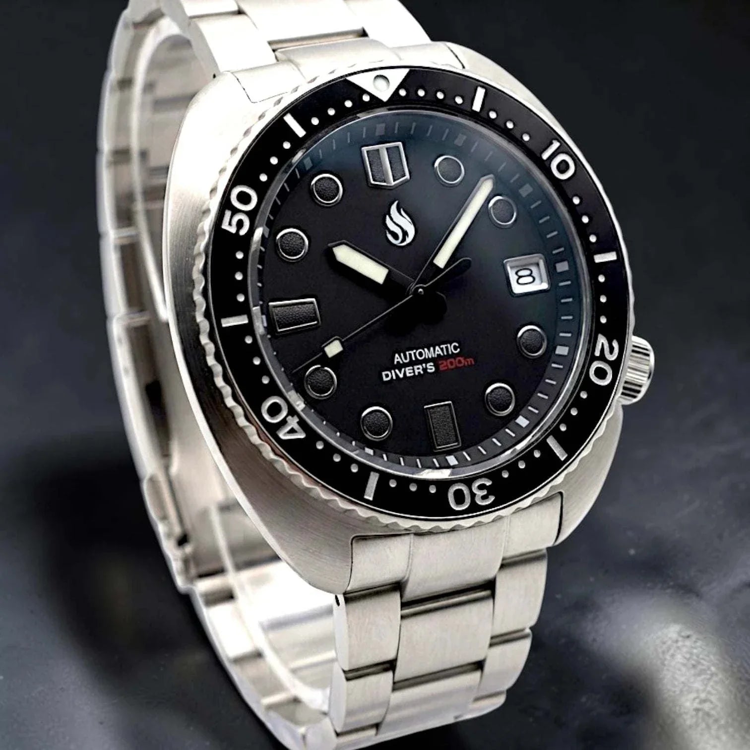Seiko Mod Watch "Captain Willard" Turtle Case Black Dial built by Modtime Creations 