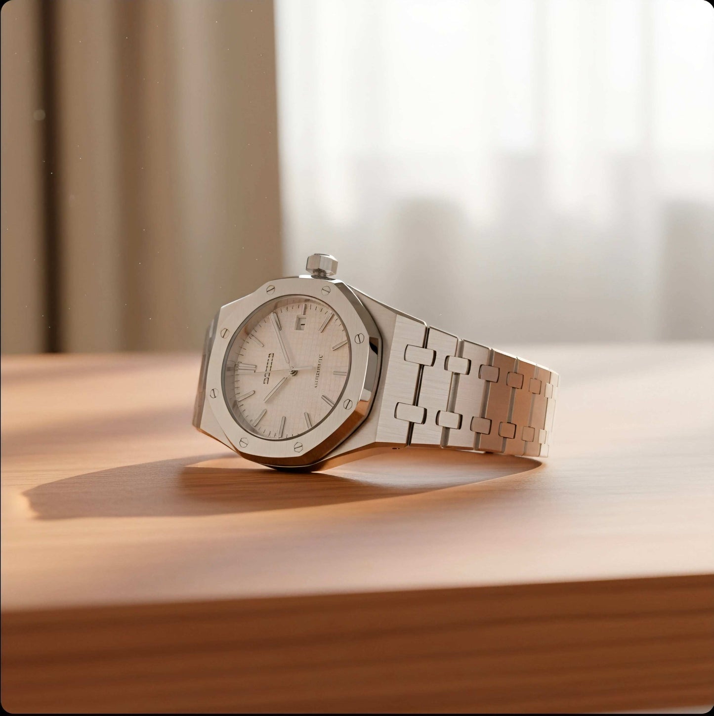 Seiko Mod Heritage Oak Luxury watch with white dial and stainless steel case by Modtime Creations