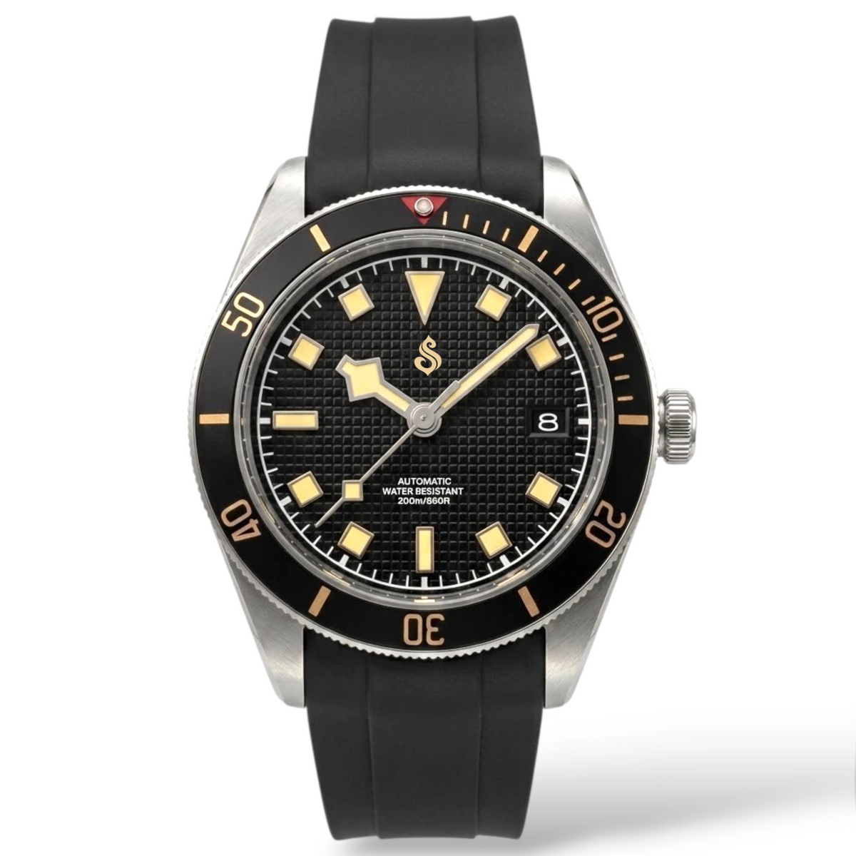 Vintage 39 MM Gold Black Textured Dial Watch Mod Watch Series - Modtime Creations