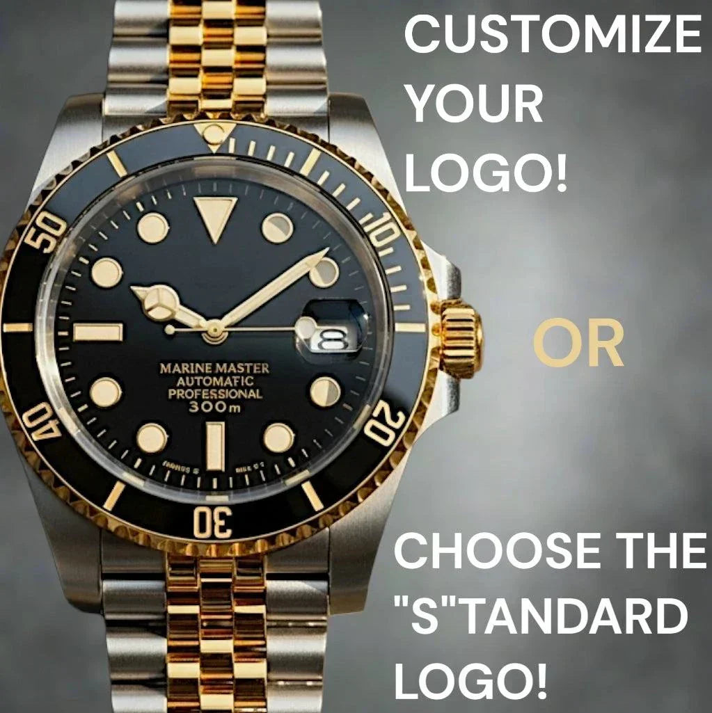 SeikMariner Black Gold two-tone Seiko Mod luxury diver watch with NH35 movement and sapphire crystal