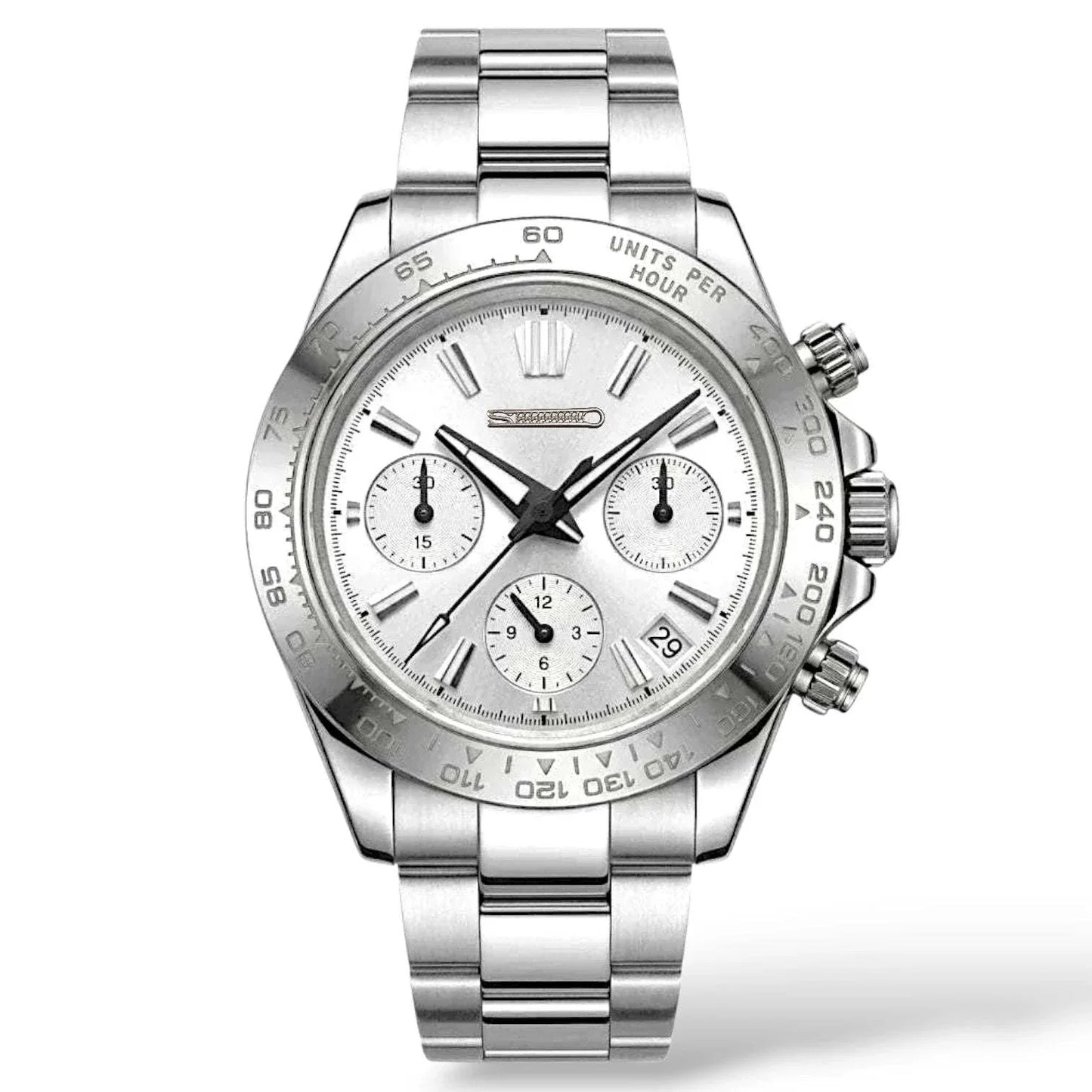 Seiko Mod Watches Daytona with a silver white GS Grand Seiko dial and hands built by Modtime Creations 