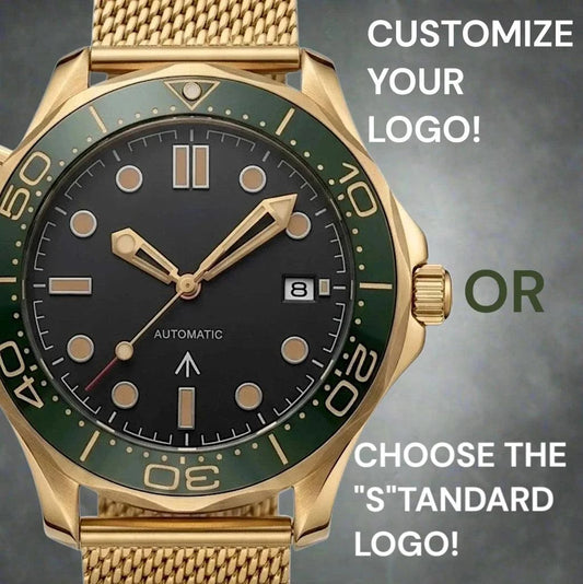 Black Dial Green Gold Bezel 007 Master Mod Watch - Modtime Creations