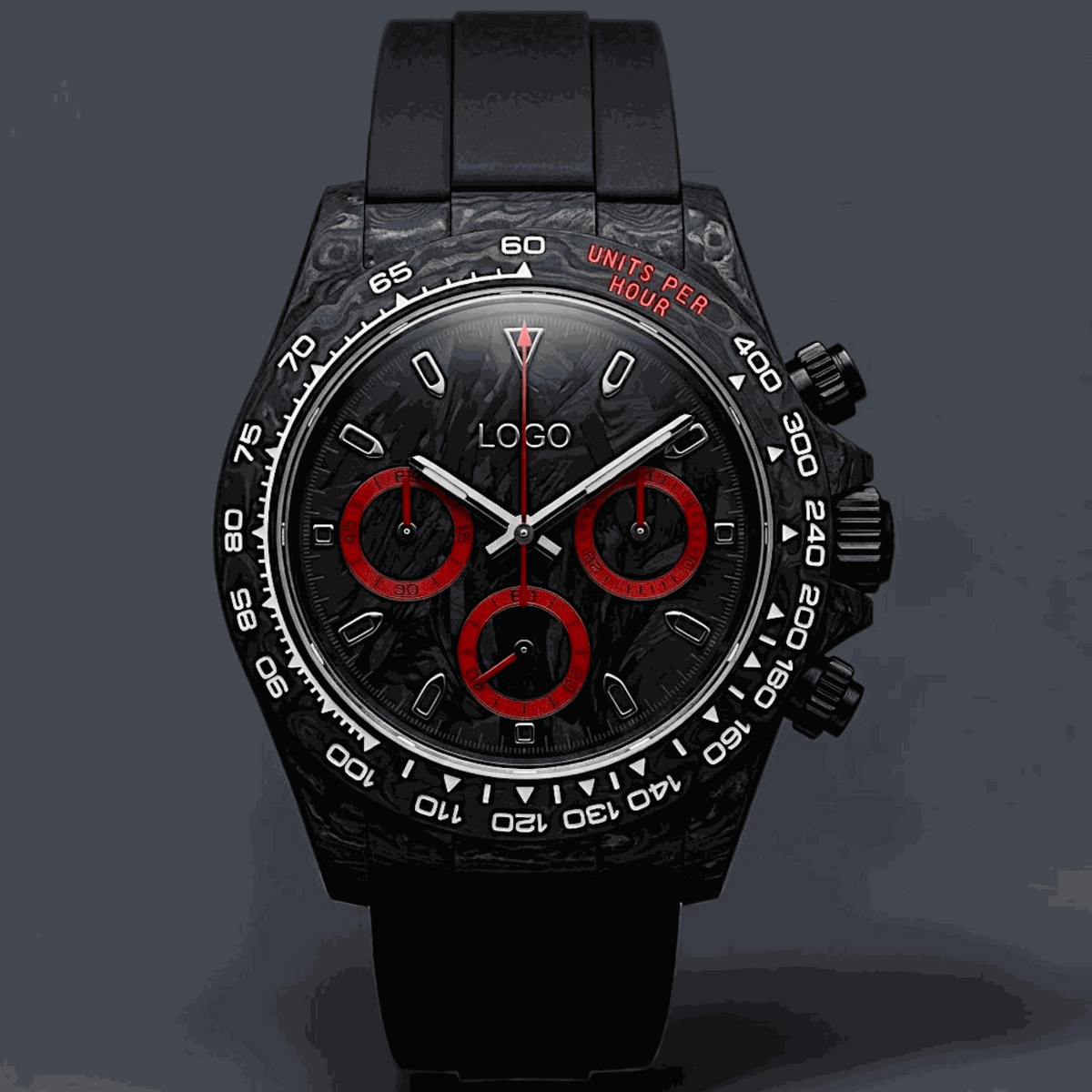 Seitona Mod Black Red Full Carbon Fiber Stealth Watch - Modtime Creations