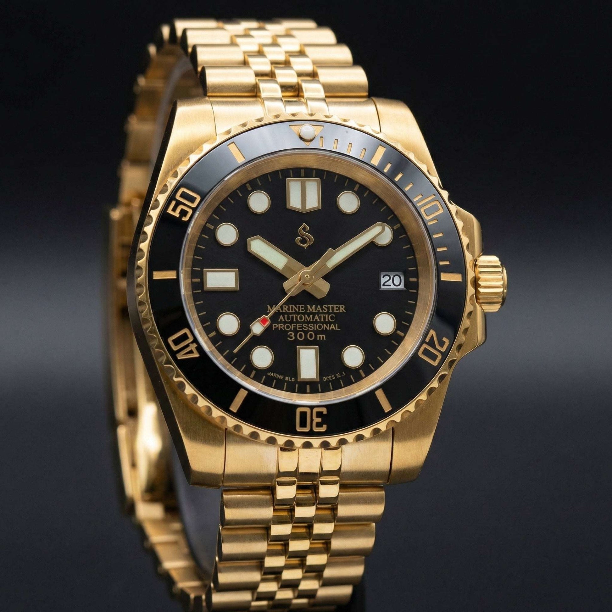 SeikMariner Black Gold 40mm Seiko Mod diver watch with sapphire crystal and NH35 automatic movement
