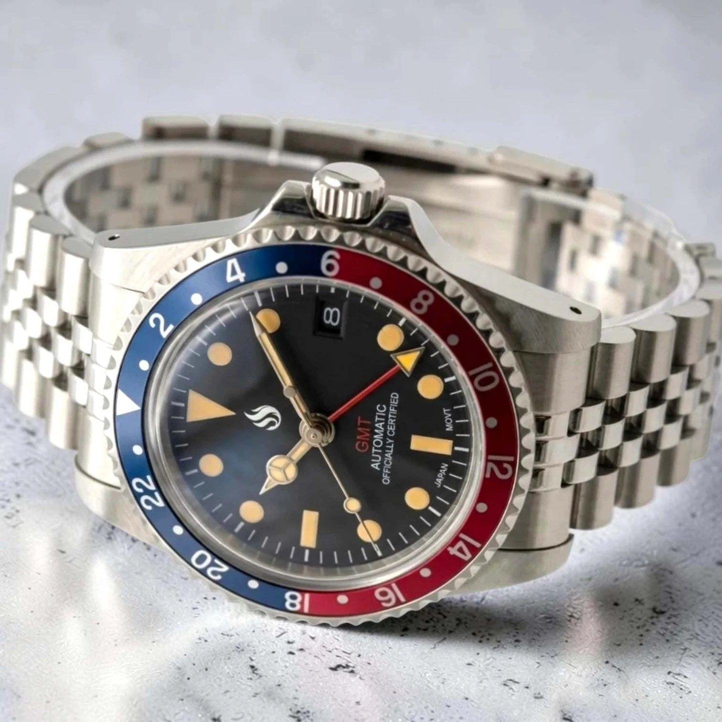 SeikMariner Vintage GMT Red Blue " Pepsi " Mod Watch Series - Modtime Creations