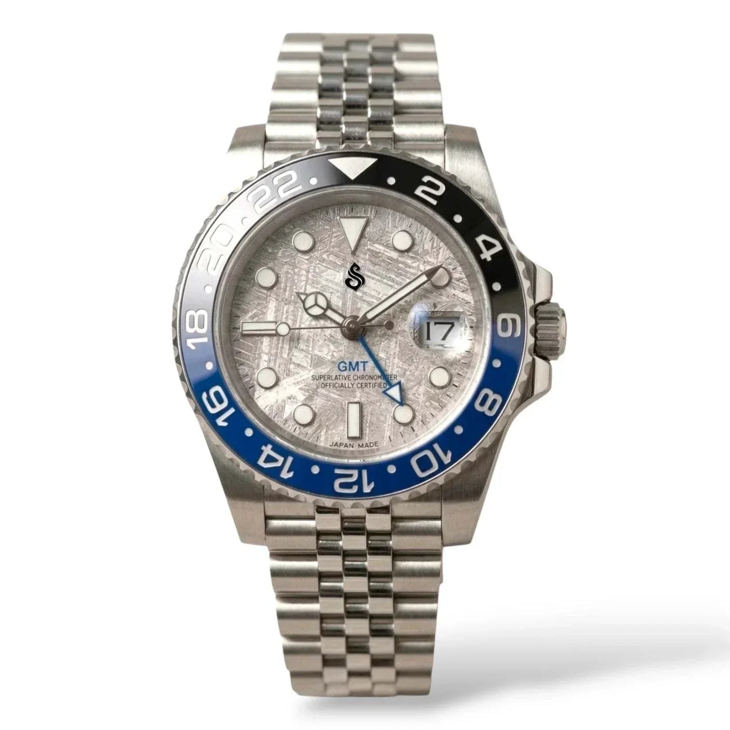 SeikMariner Grey Carbon Fiber Diver watch with blue and black "Batman" bezel, 40mm luxury mod by Modtime Creations