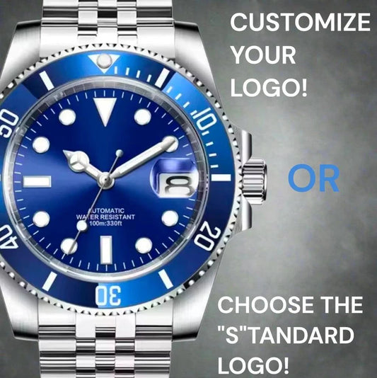 Seiko Mod Watches Submariner Blue Smurf diver watch with blue dial and stainless steel case at Modtime Creations