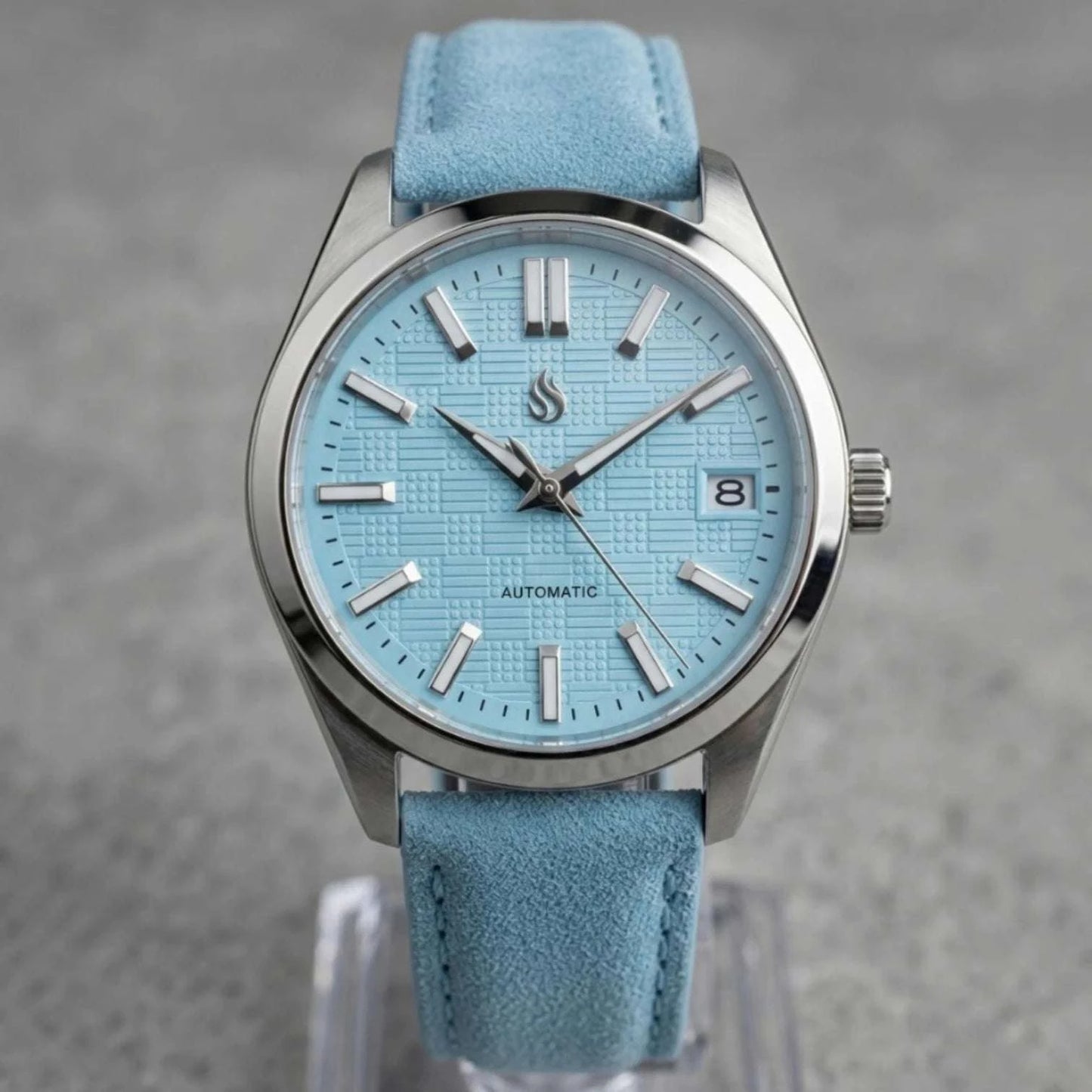 Date Window Silver Tiff Blue Checkered Dial Mod Watch - Modtime Creations