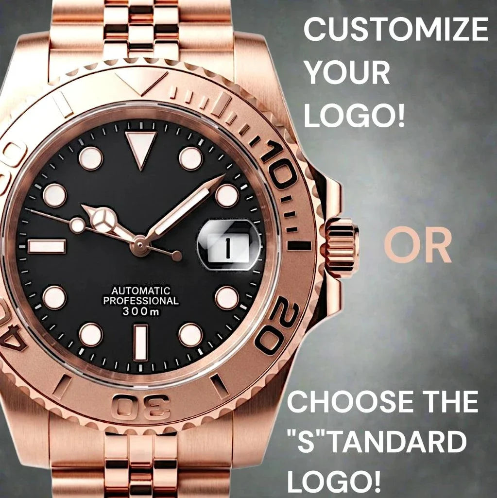 Seiko Mod Yachtmaster Rose Gold Diver Mod watch by Modtime with NH35 automatic movement and sapphire crystal