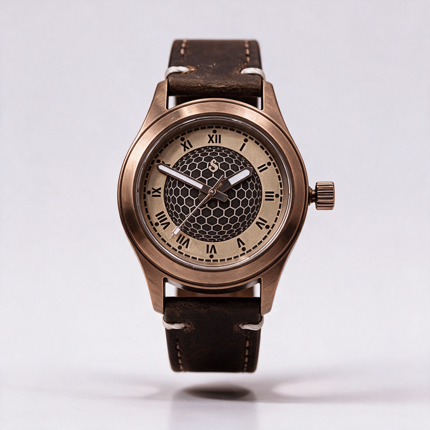 Handcrafted Seiko Mod watch with custom brass dial and vintage stainless steel case