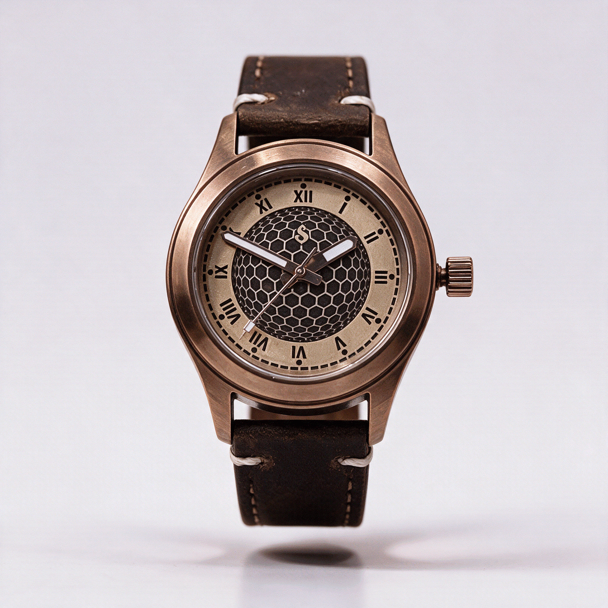 Handcrafted Seiko Mod watch with custom brass dial and vintage stainless steel case