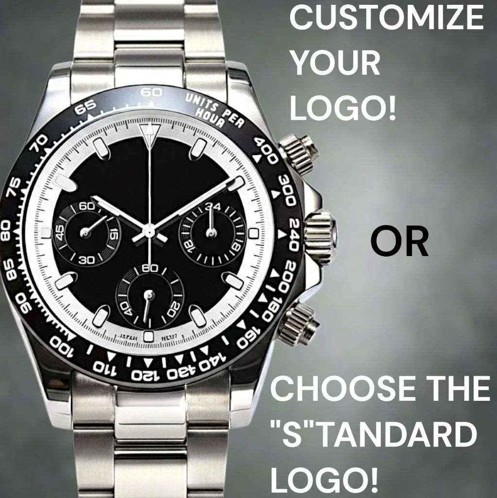 Seitona Black Seiko Mod watch with white dial and stainless steel case by Modtime Creations