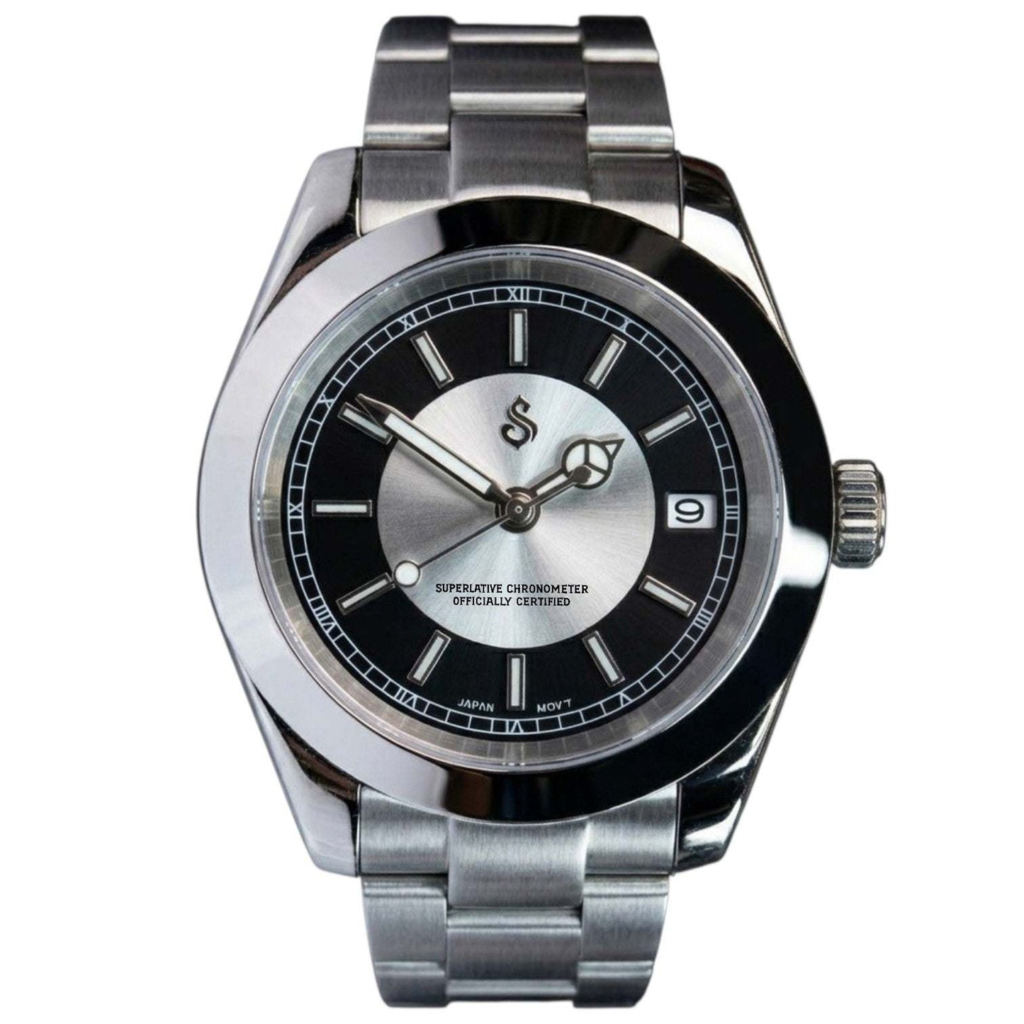 Seiko Mod Date Window Silver Black Dial - Modtime Creations with NH35 automatic movement by Modtime Creations