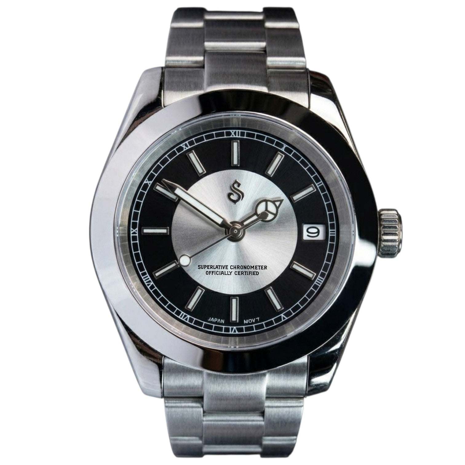 Seiko Mod Date Window Silver Black Dial - Modtime Creations with NH35 automatic movement by Modtime Creations