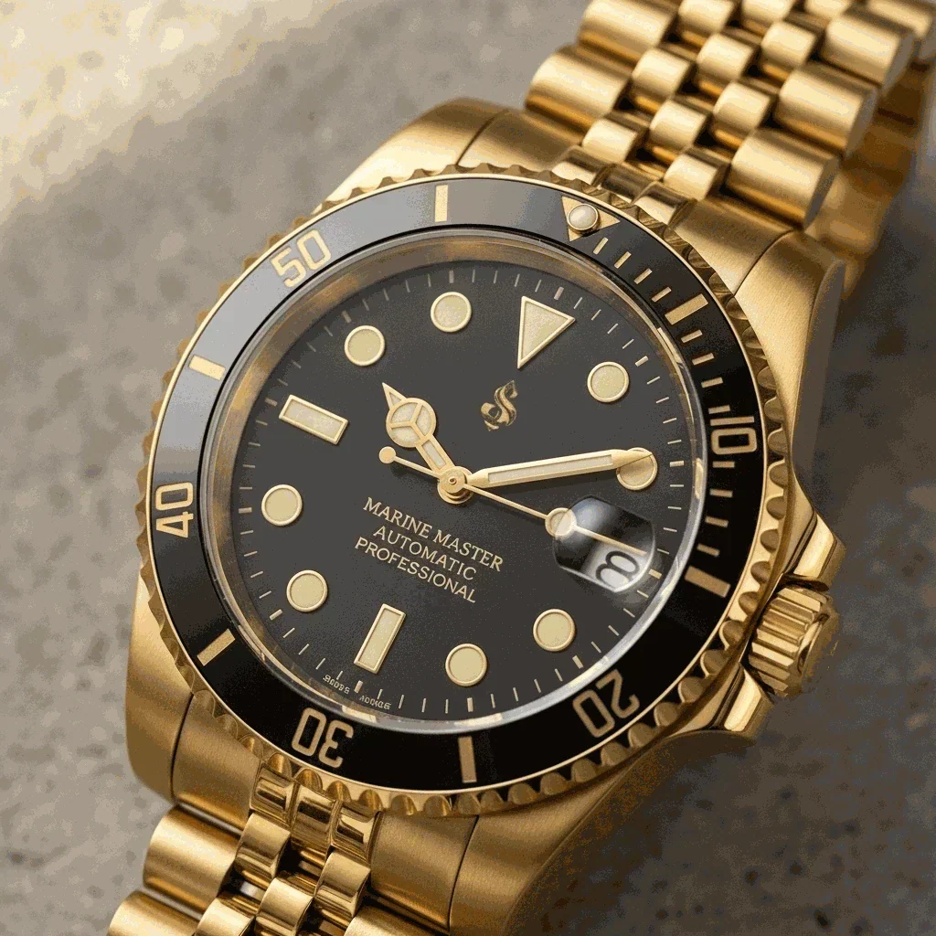 SeikMariner Black Gold 40mm Seiko Mod luxury diver watch with sapphire crystal and NH35 automatic movement