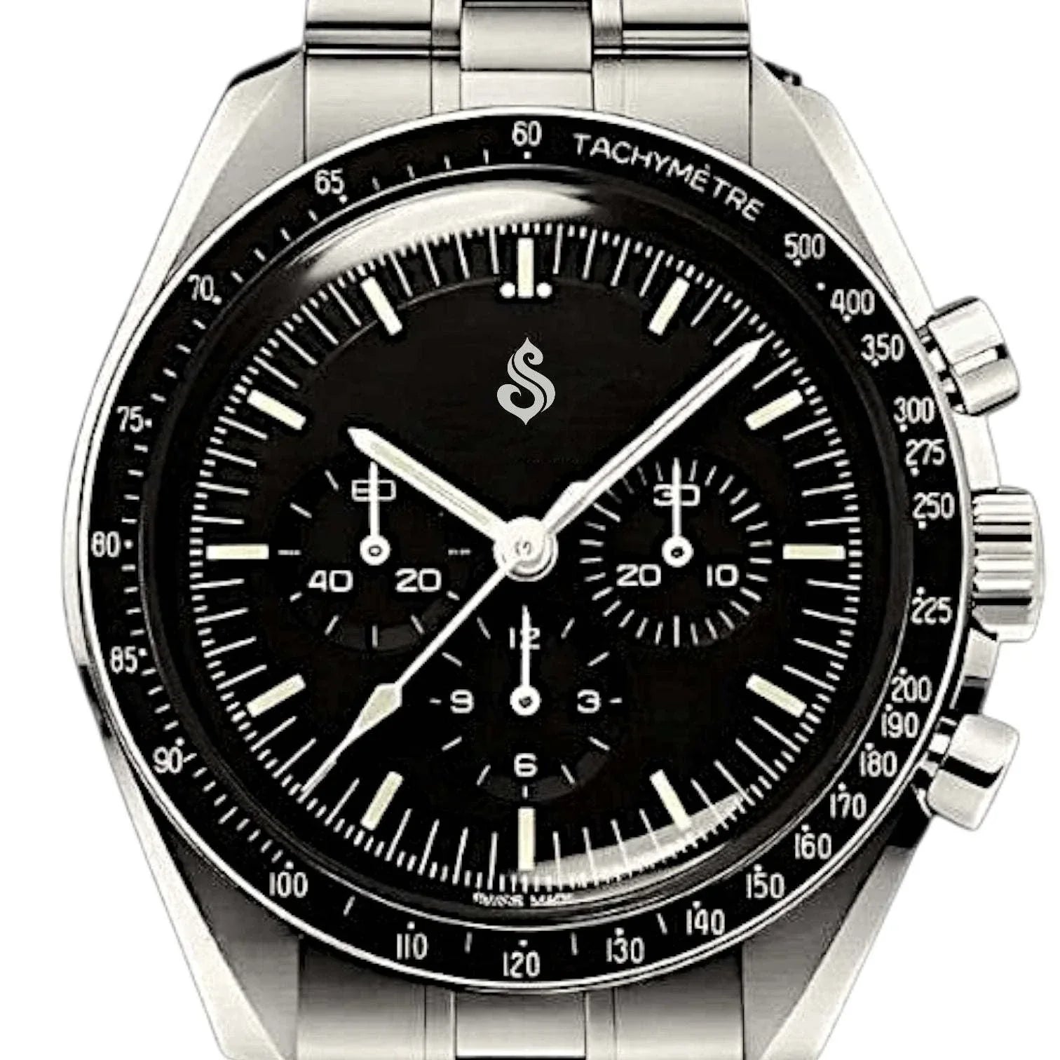 SeikSpeed Chronograph Diver Series black dial Seiko Mod watch with VK63 hybrid movement and stainless steel case