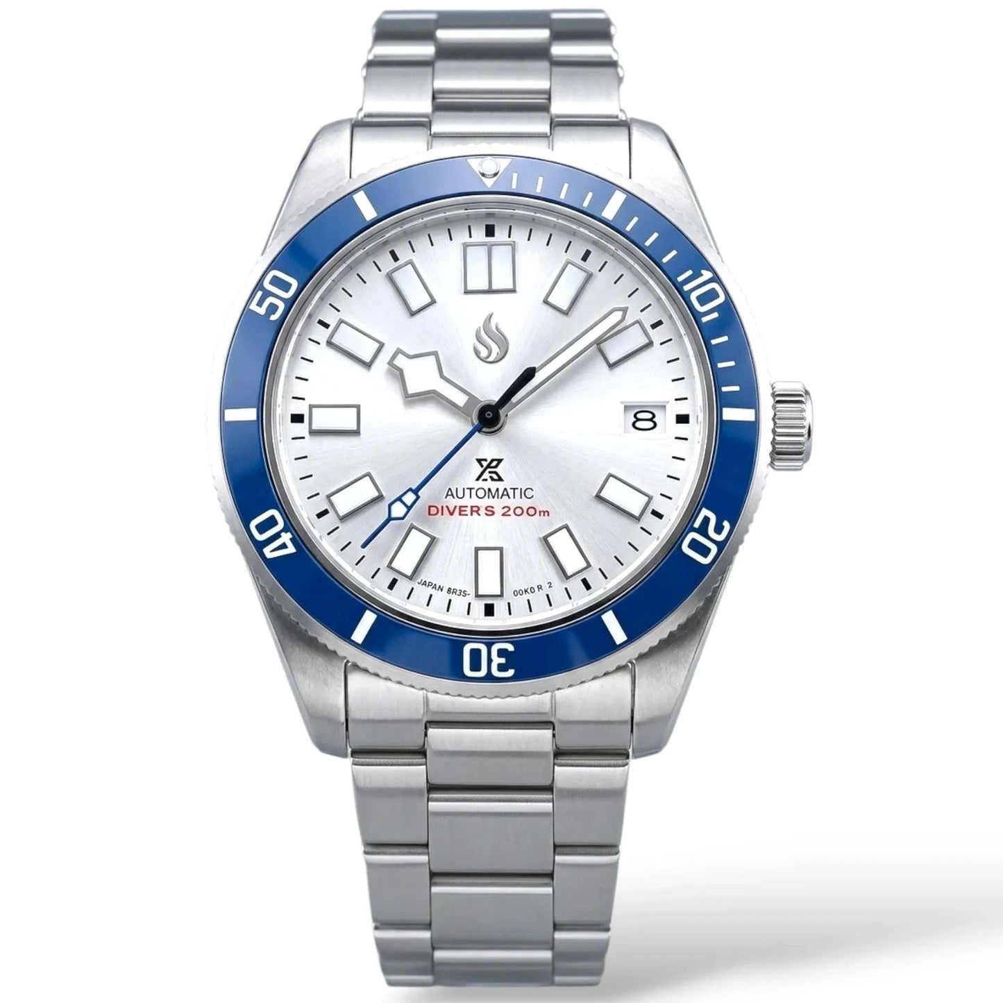 Seiko Mod watches Tudor Pelagos submariner fusion with Blue Bezel and white dial built by Modtime Creations 