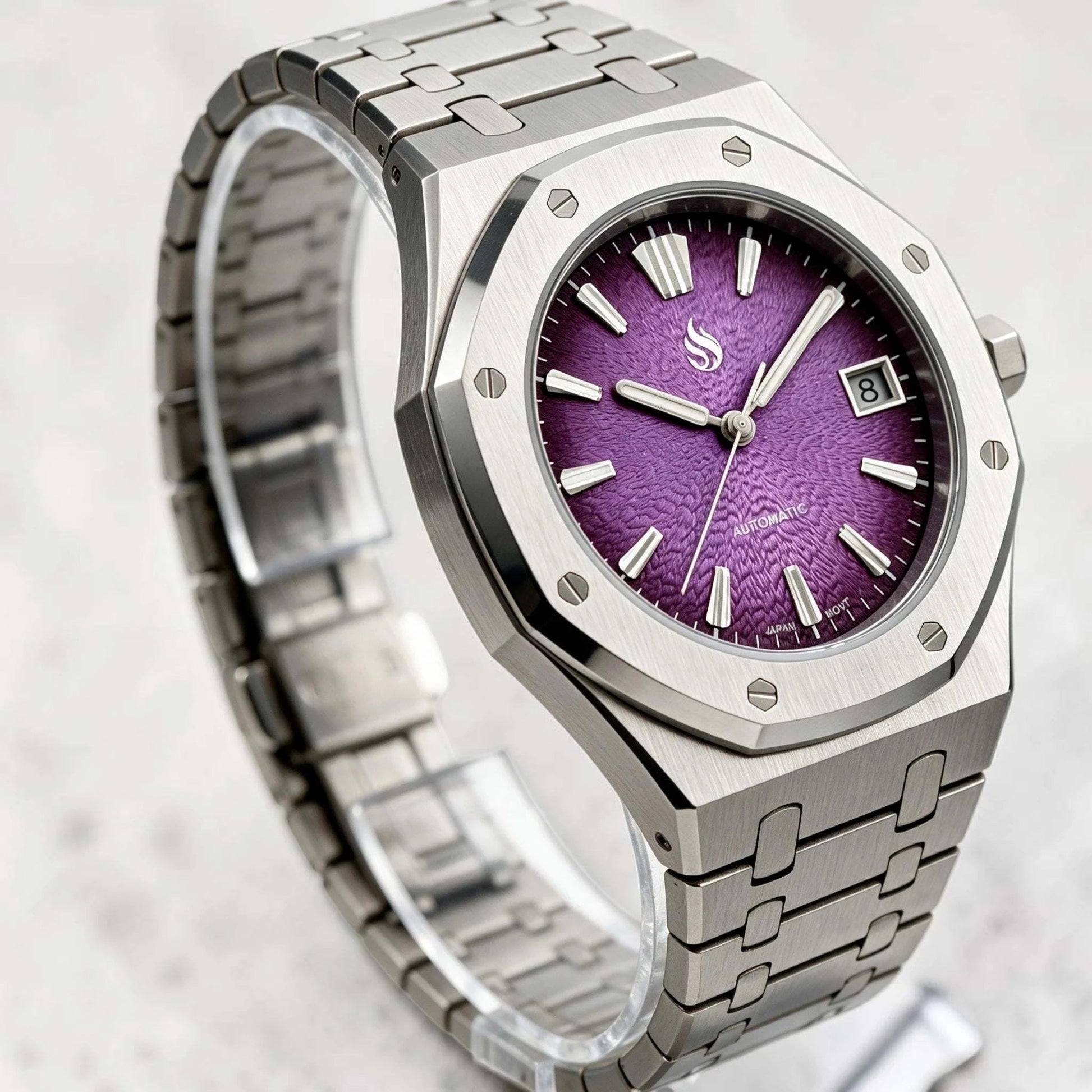 Seiko Mod Watches Royal Oak Textured purple Grand Seiko GS Dial | Modtime Creations