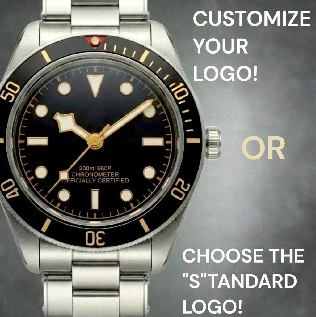 Seiko Mod Watch Pelagos Black Bay Vintage Black Gold Dial Diver - Modtime Creations