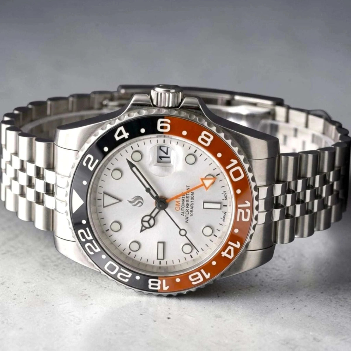 SeikMariner Silver GMT "Orange Black" Series Mod Watch - Modtime Creations